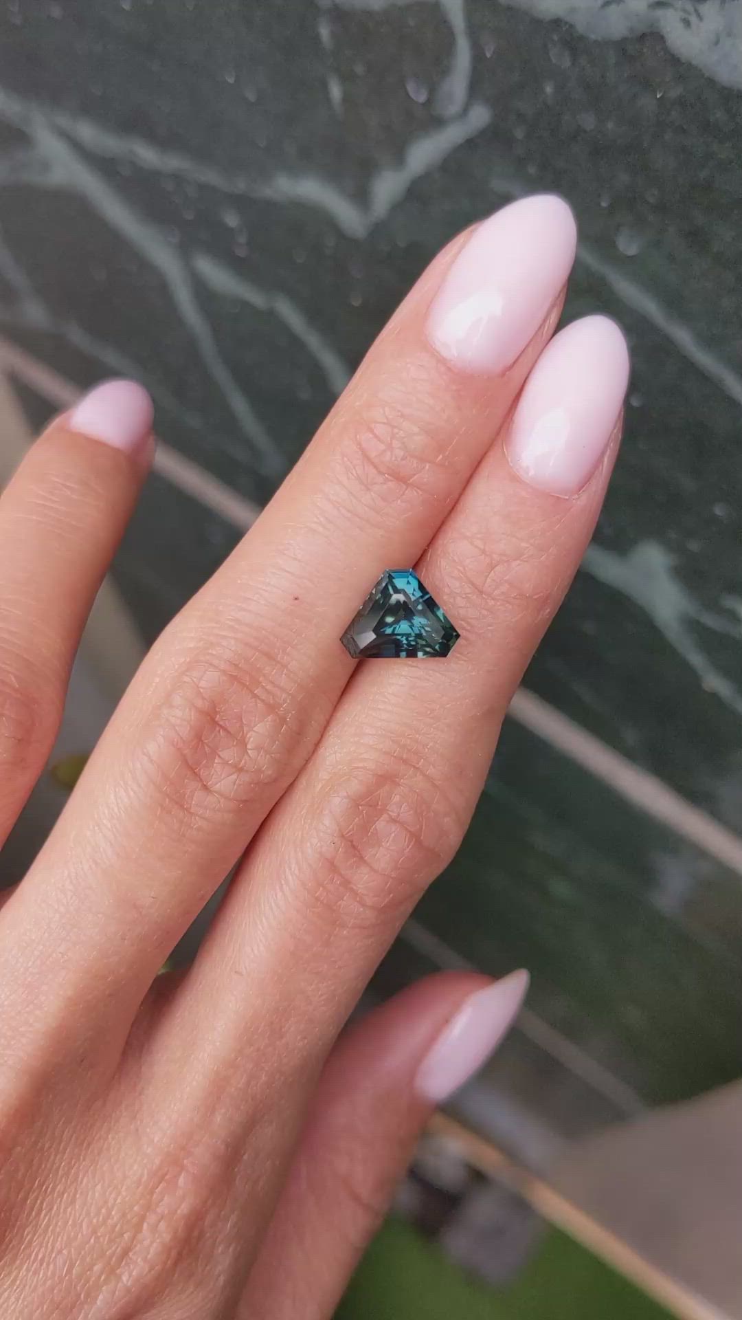 3.62 Ct. Bluish Green Sapphire from Madagascar Size Video