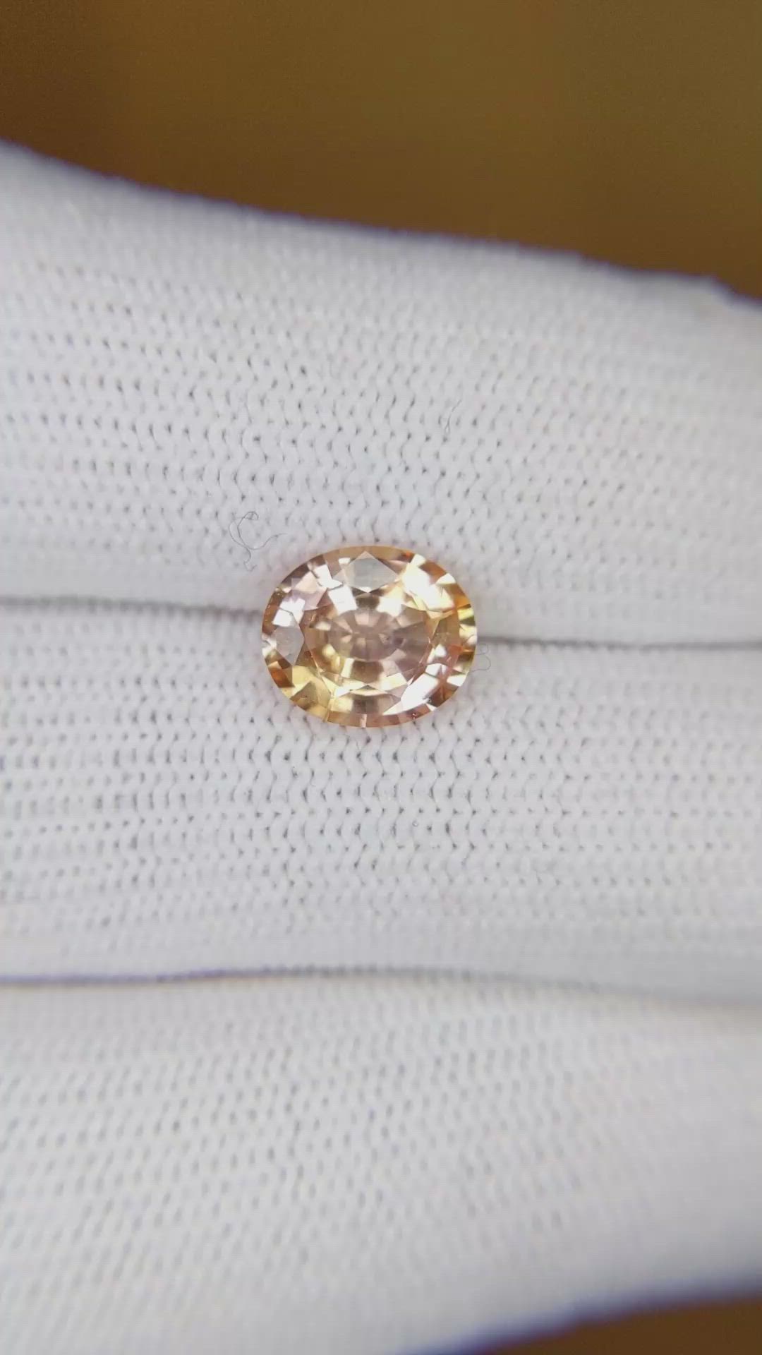 2.04 Ct. Peach Sapphire from Ceylon (Sri Lanka) Size Video
