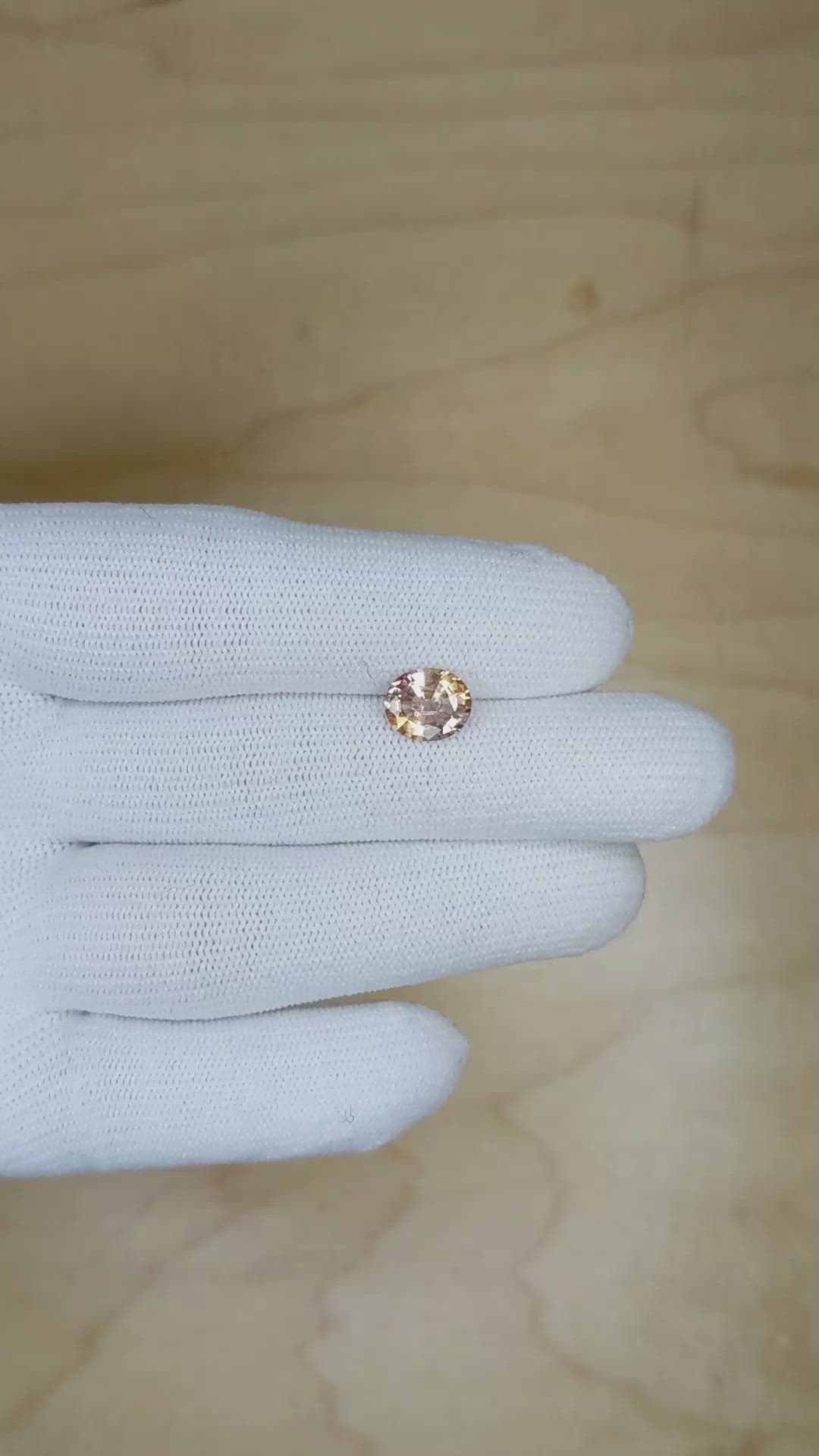 2.04 Ct. Peach Sapphire from Ceylon (Sri Lanka) Size Video