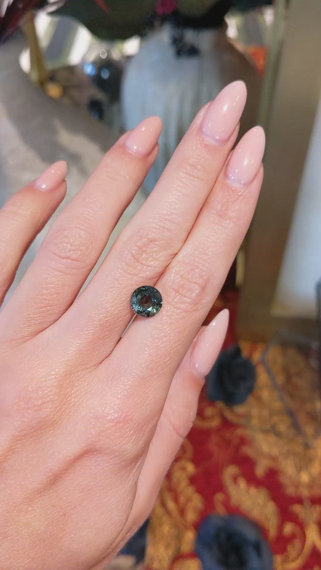 3.03 Ct. Bluish Green Sapphire from Ceylon (Sri Lanka) Size Video