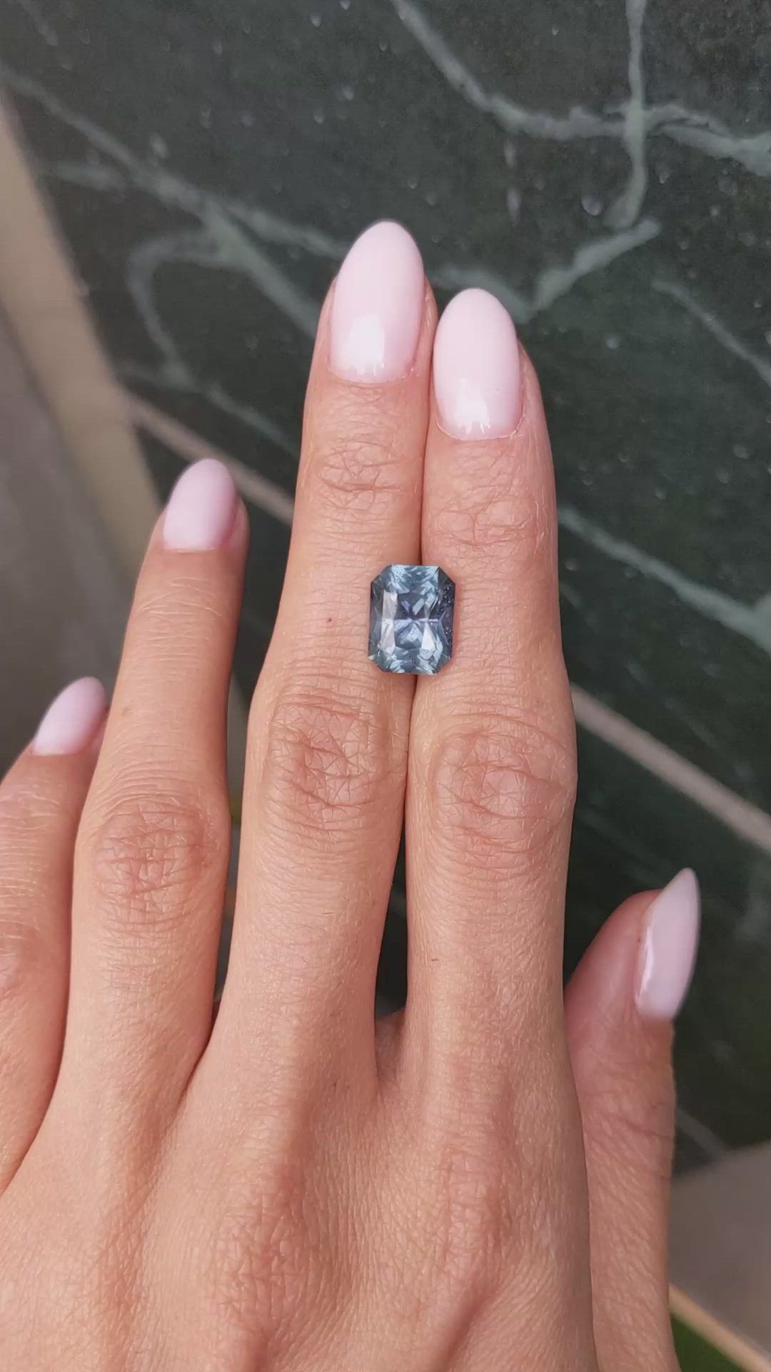 5.74 Ct. Greenish Blue Sapphire from Madagascar Size Video