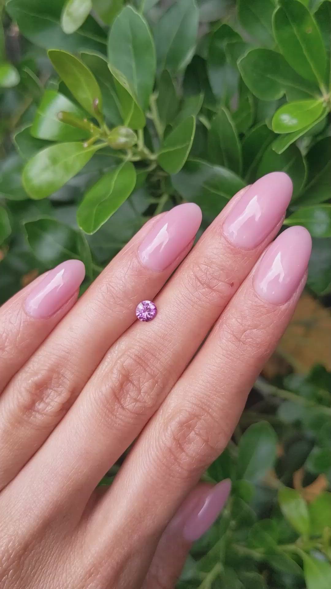 0.45 Ct. Pinkish Purple Sapphire from Ceylon (Sri Lanka) Size Video