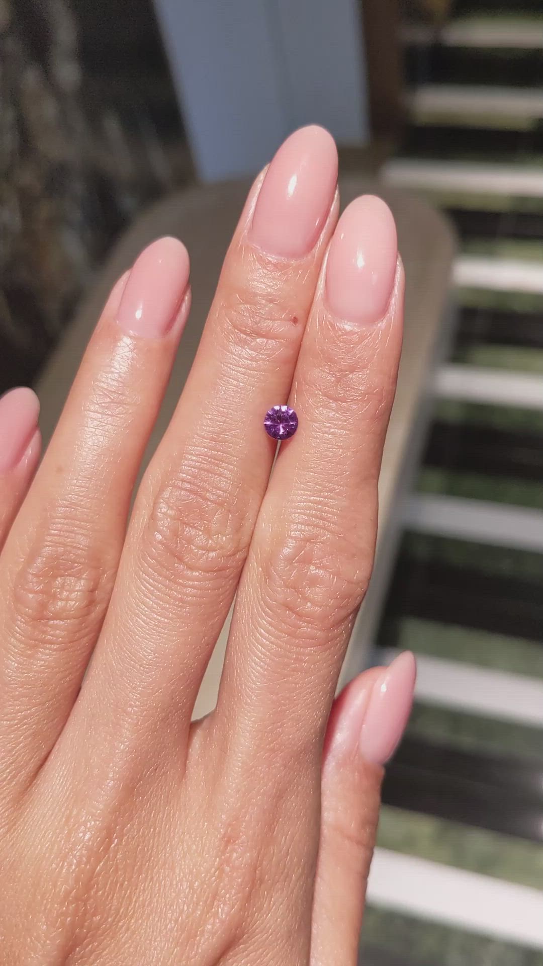 0.45 Ct. Pinkish Purple Sapphire from Ceylon (Sri Lanka) Size Video