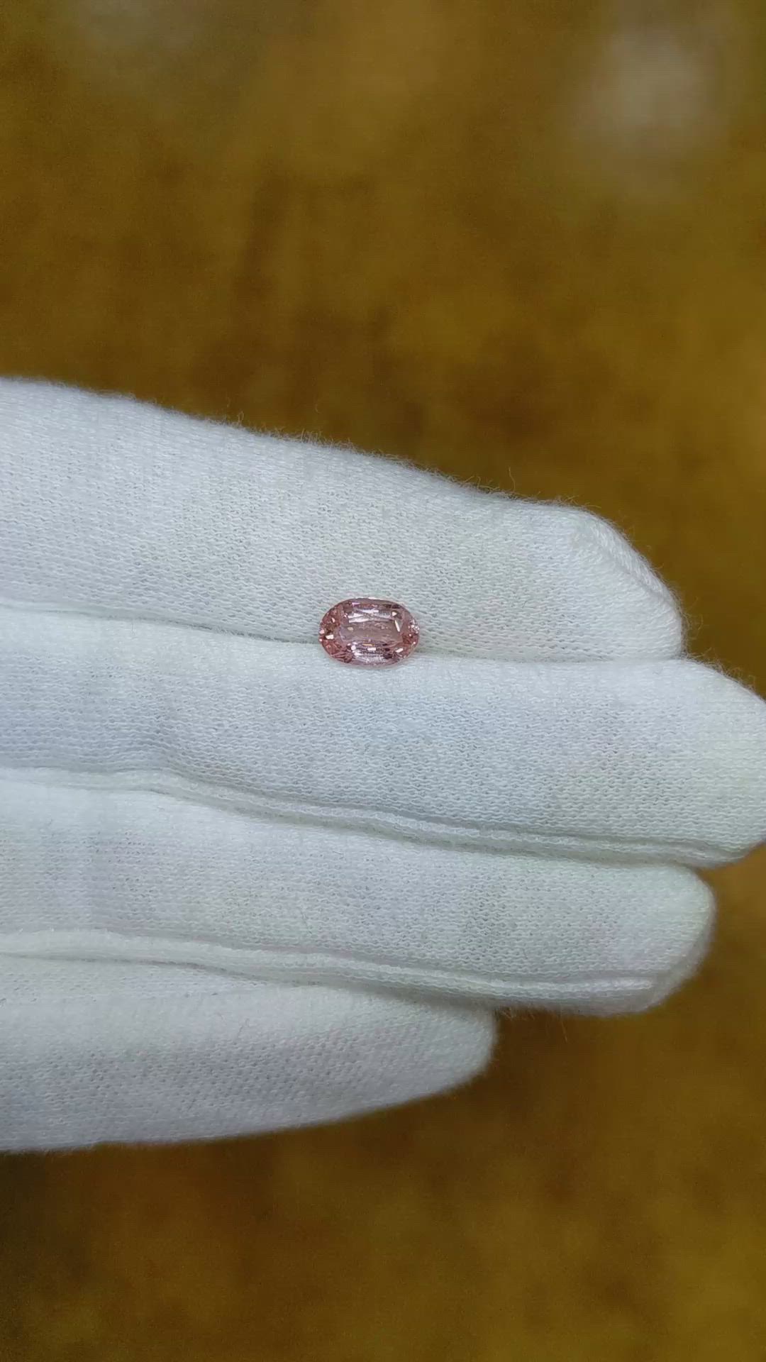 1.40 Ct. Peach Sapphire from Ceylon (Sri Lanka) Size Video