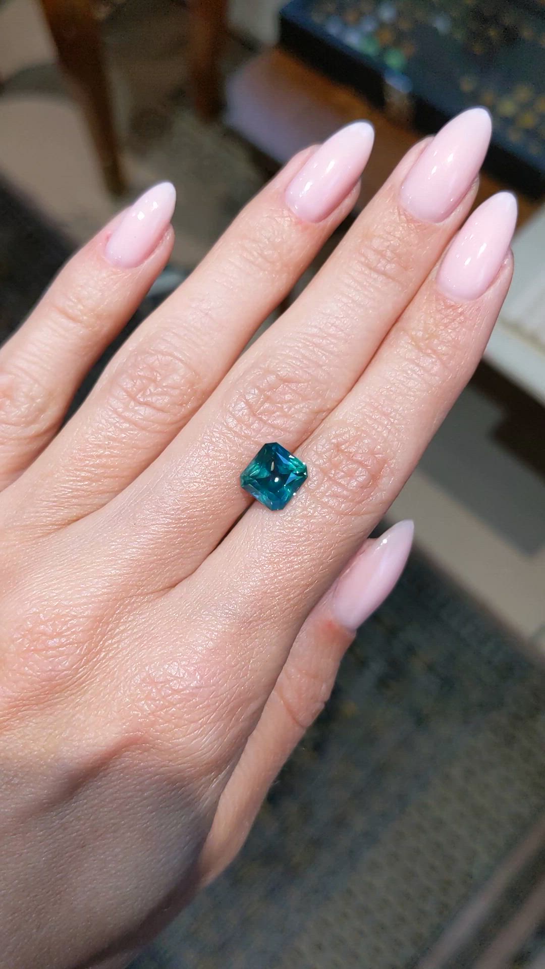3.71 Ct. Bluish Green Sapphire from Ceylon (Sri Lanka) Size Video