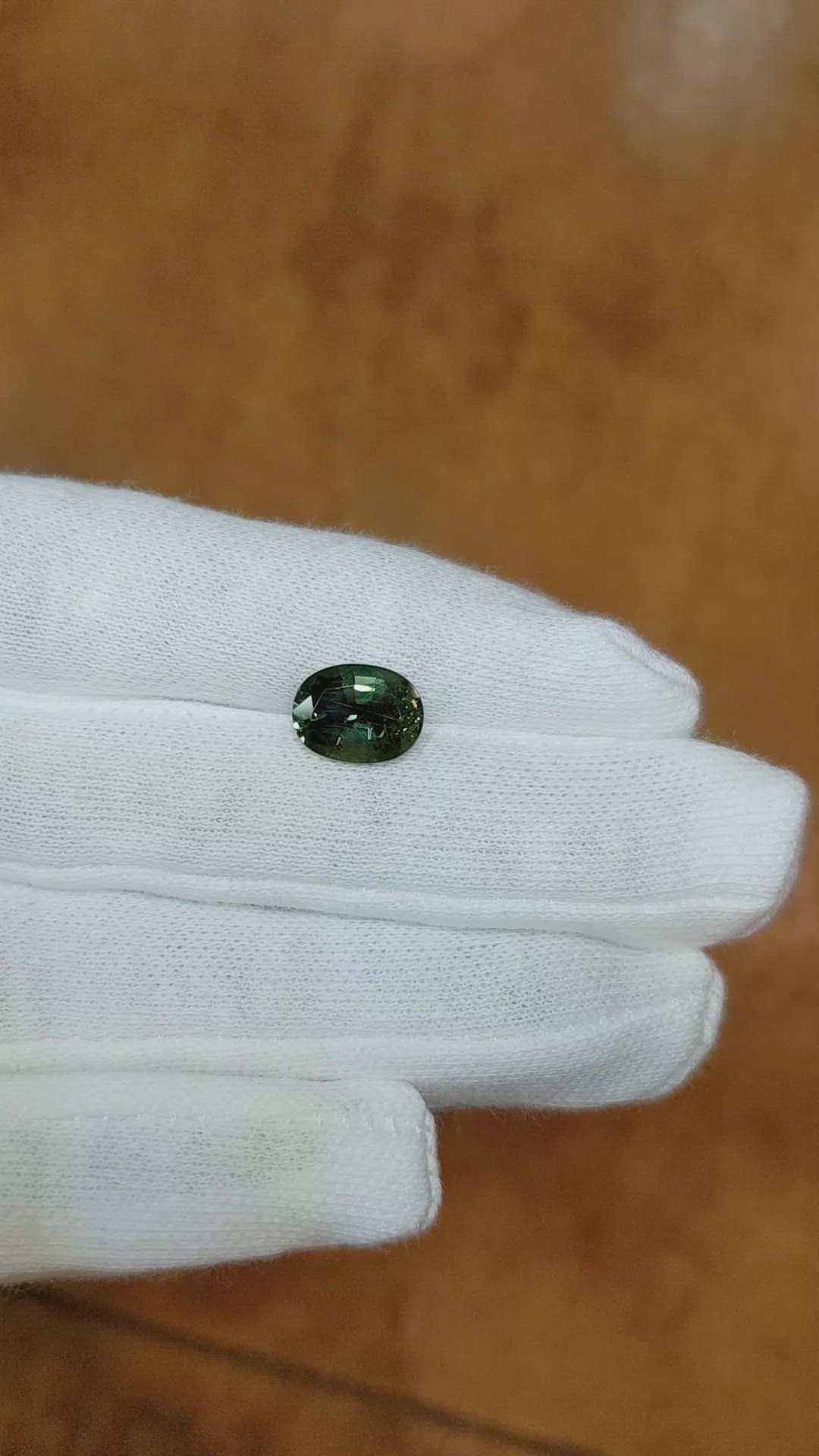 3.22 Ct. Bluish Green Sapphire from Ceylon (Sri Lanka) Size Video