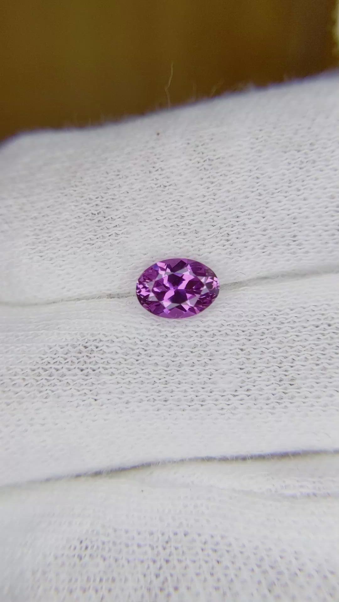0.88 Ct. Purplish Pink Sapphire from Ceylon (Sri Lanka) Size Video
