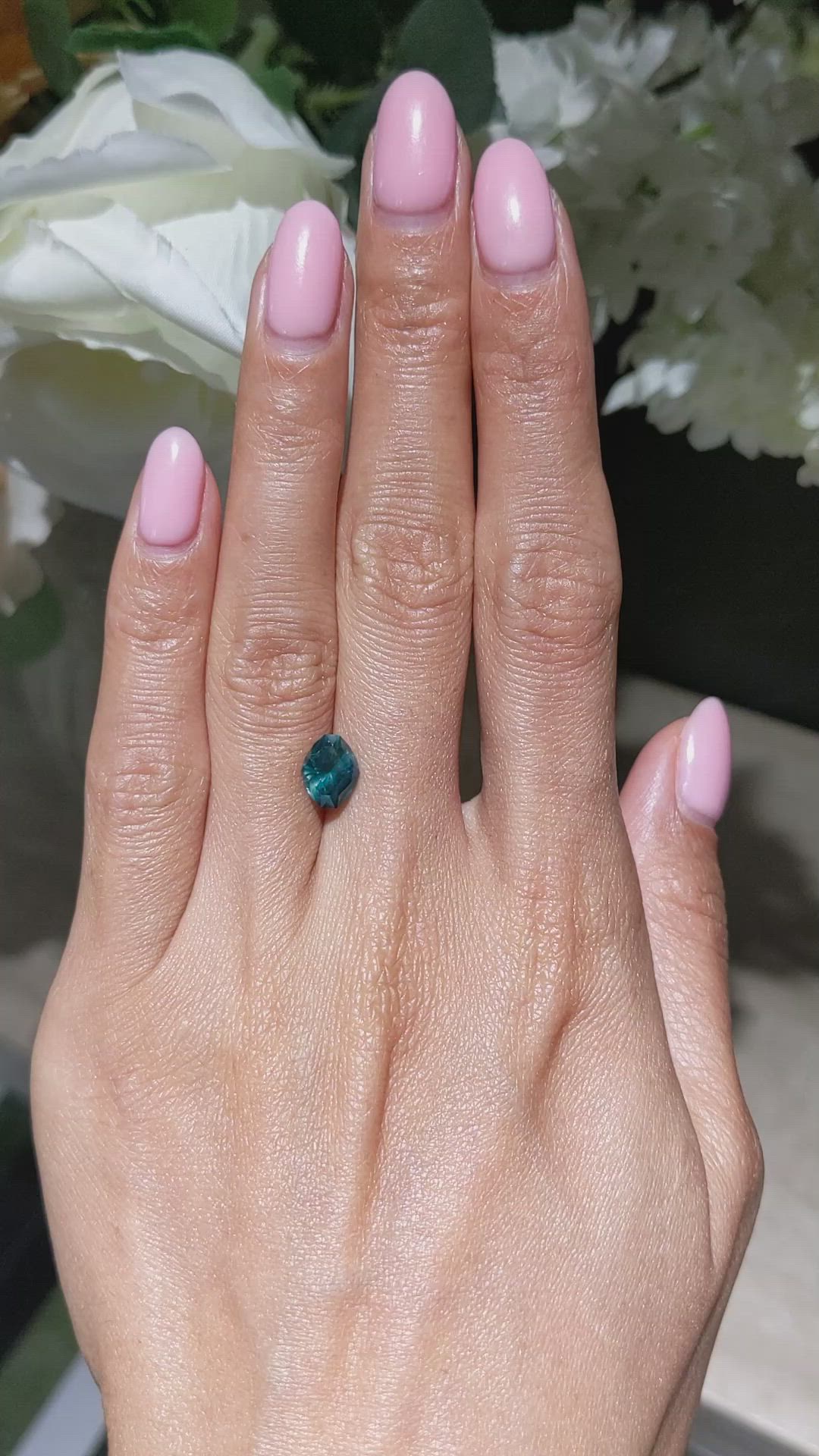 2.15 Ct. Bluish Green Sapphire from Montana Size Video