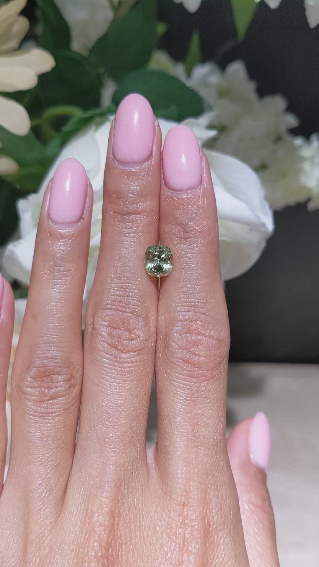 2.03 Ct. Yellowish Green Sapphire from Montana Size Video