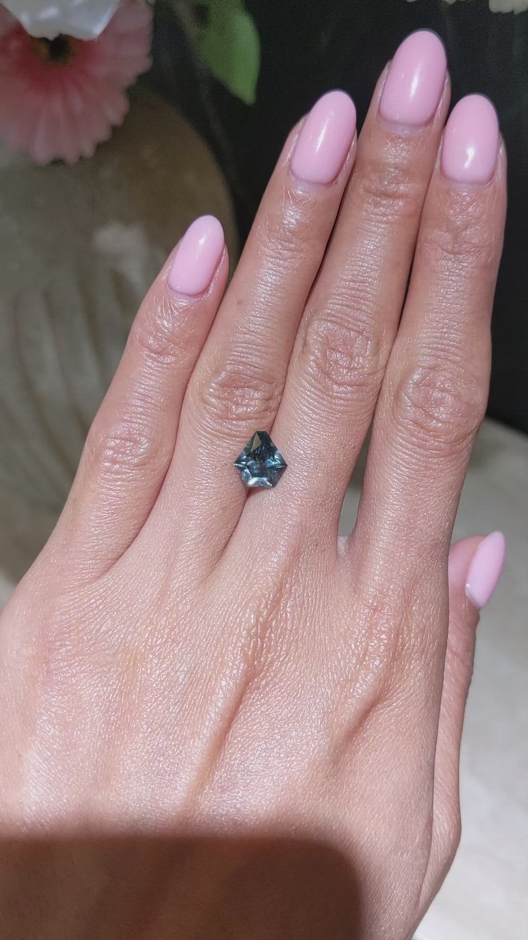 2.53 Ct. Greenish Blue Sapphire from Montana Size Video