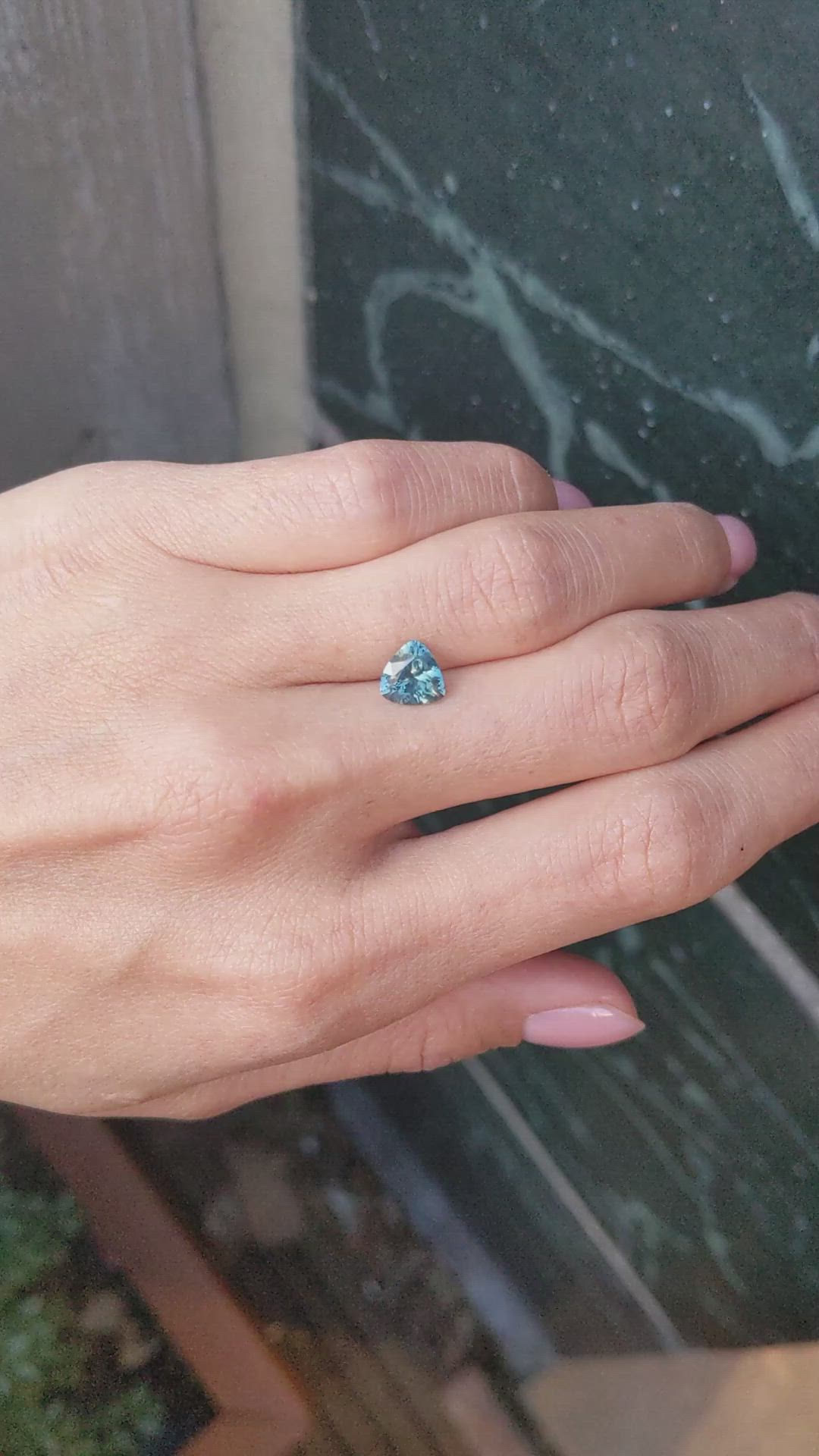 1.55 Ct. Greenish Blue Sapphire from Montana Size Video