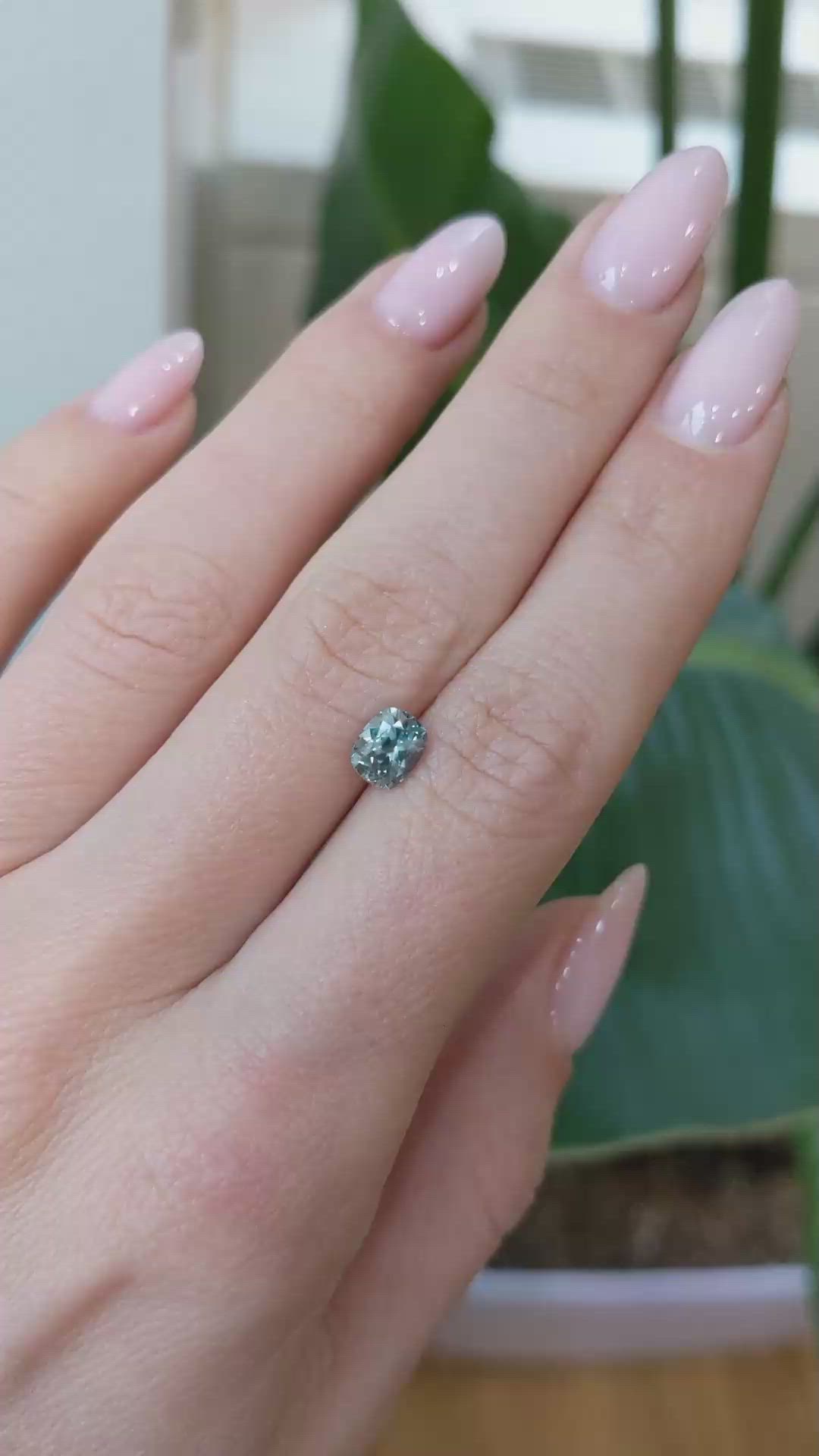 1.09 Ct. Bluish Green Sapphire from Montana Size Video