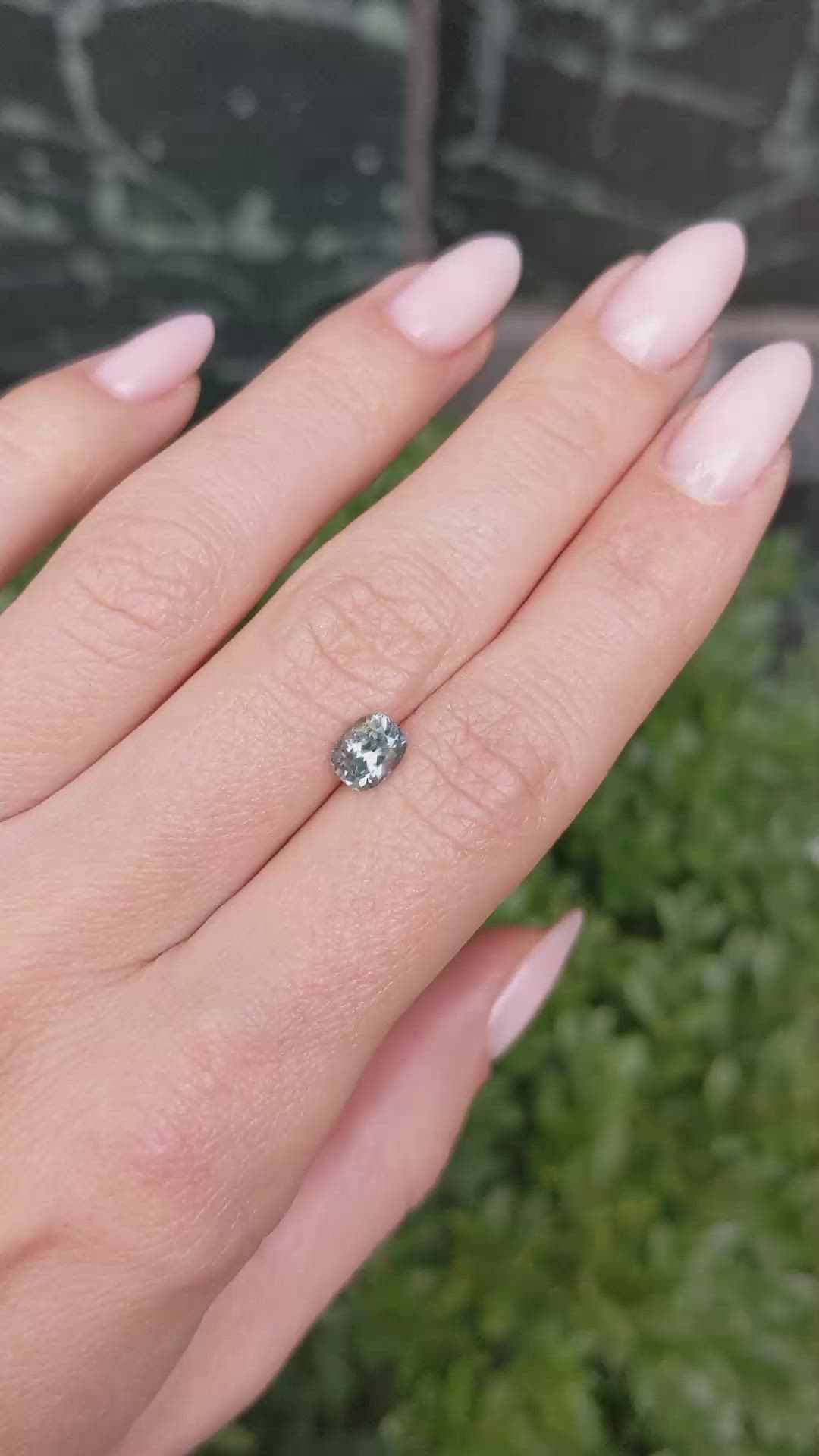 1.09 Ct. Bluish Green Sapphire from Montana Size Video