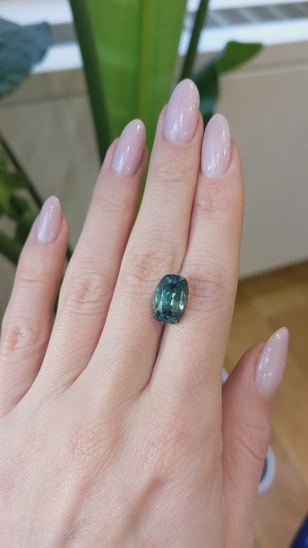 7.47 Ct. Bluish Green Sapphire from Montana Size Video