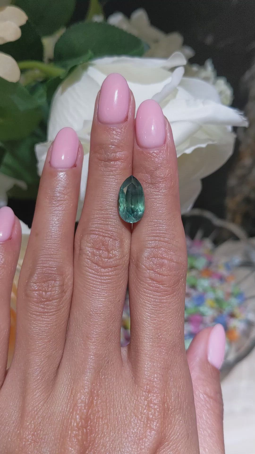 6.49 Ct. Bluish Green Sapphire from Montana Size Video