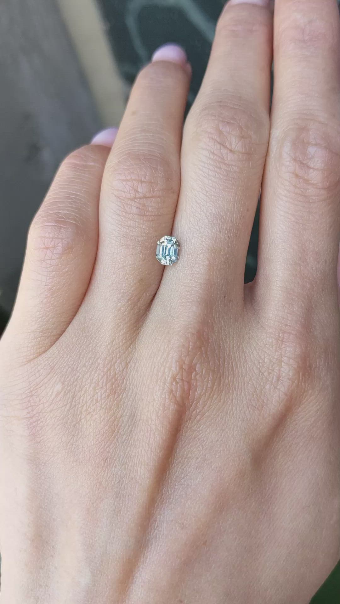 0.91 Ct. Bluish Grey Sapphire from Montana Size Video