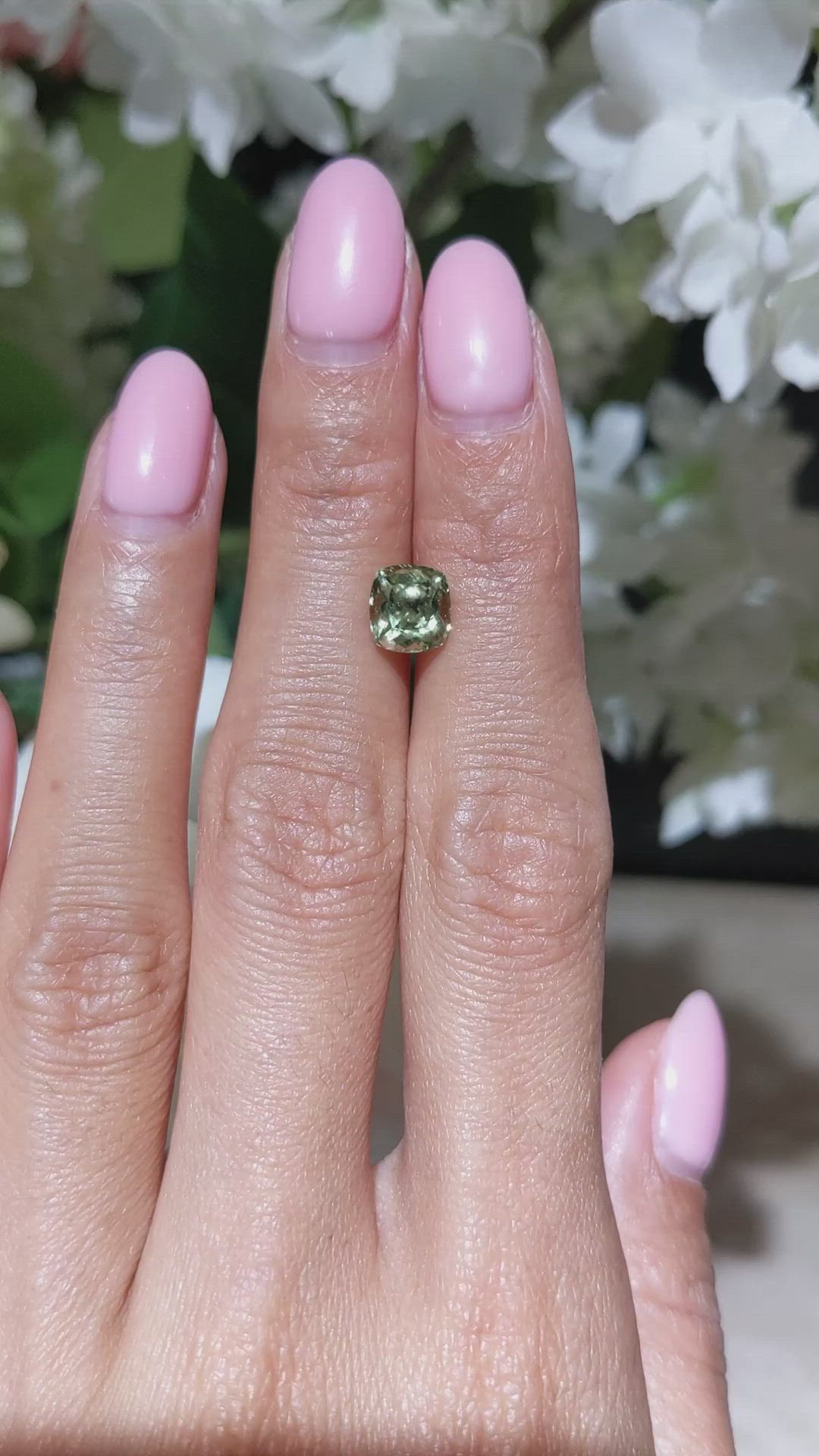 2.09 Ct. Yellowish Green Sapphire from Montana Size Video