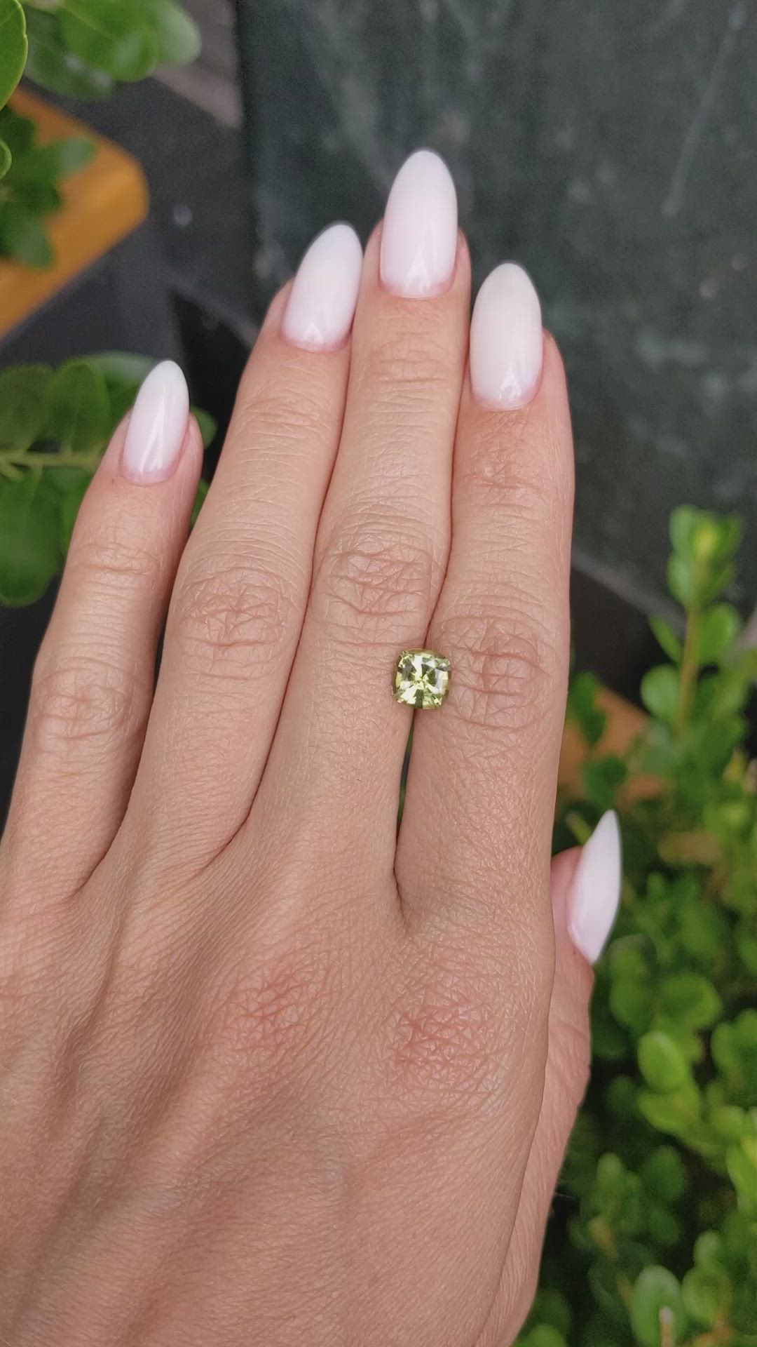 1.38 Ct. Yellowish Green Sapphire from Ceylon (Sri Lanka) Size Video