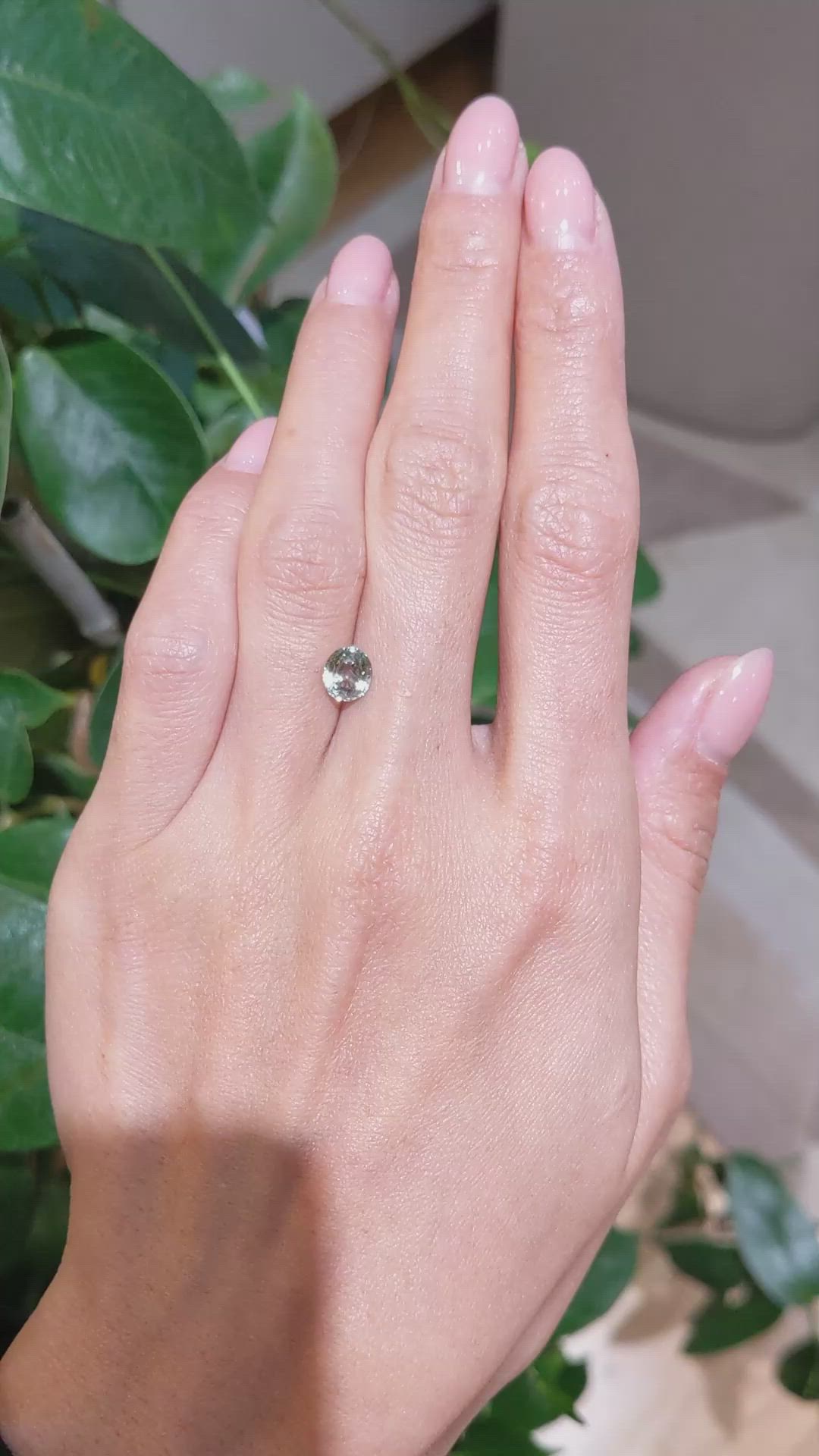 1.57 Ct. Yellowish Green Sapphire from Montana Size Video