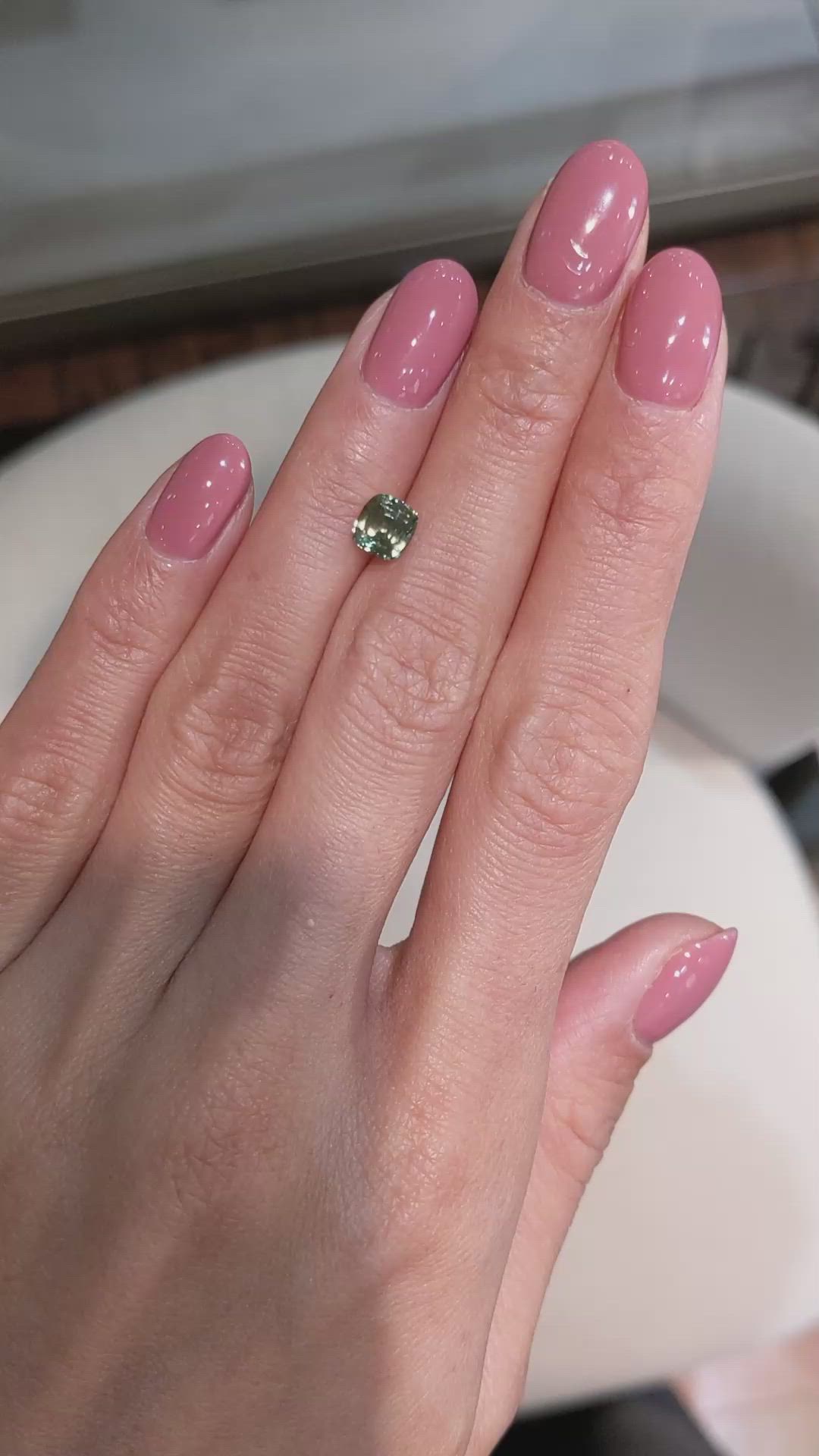 1.34 Ct. Yellowish Green Sapphire from Montana Size Video