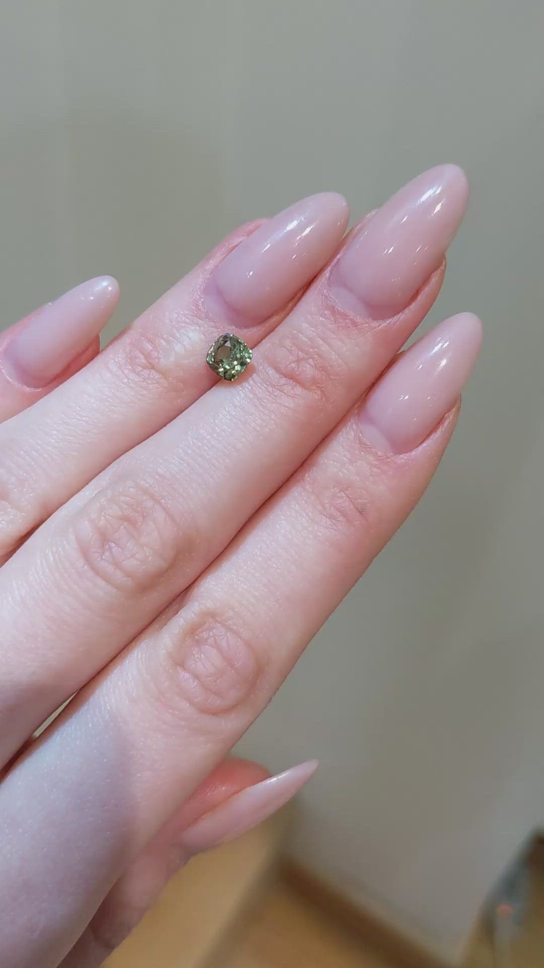 1.34 Ct. Yellowish Green Sapphire from Montana Size Video