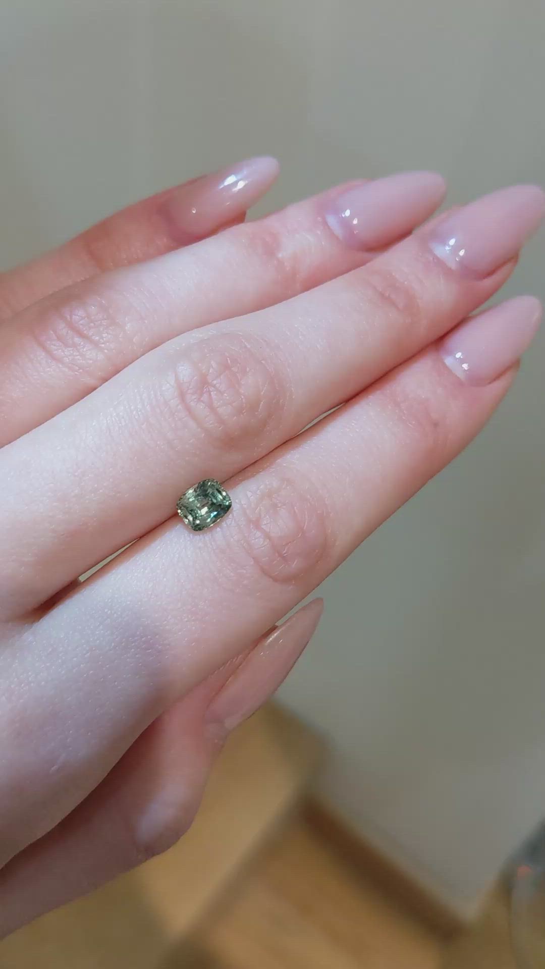 1.42 Ct. Yellowish Green Sapphire from Montana Size Video