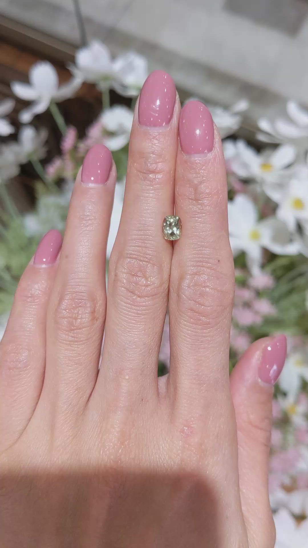 1.09 Ct. Yellowish Green Sapphire from Montana Size Video