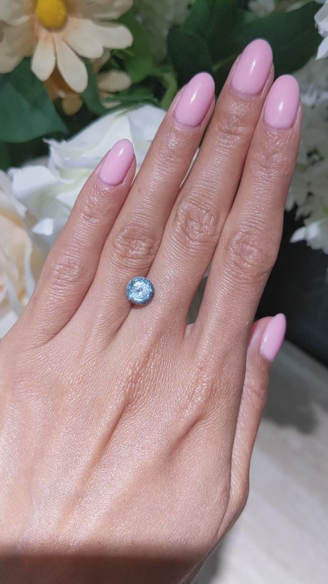 3.24 Ct. Greenish Blue Sapphire from Montana Size Video