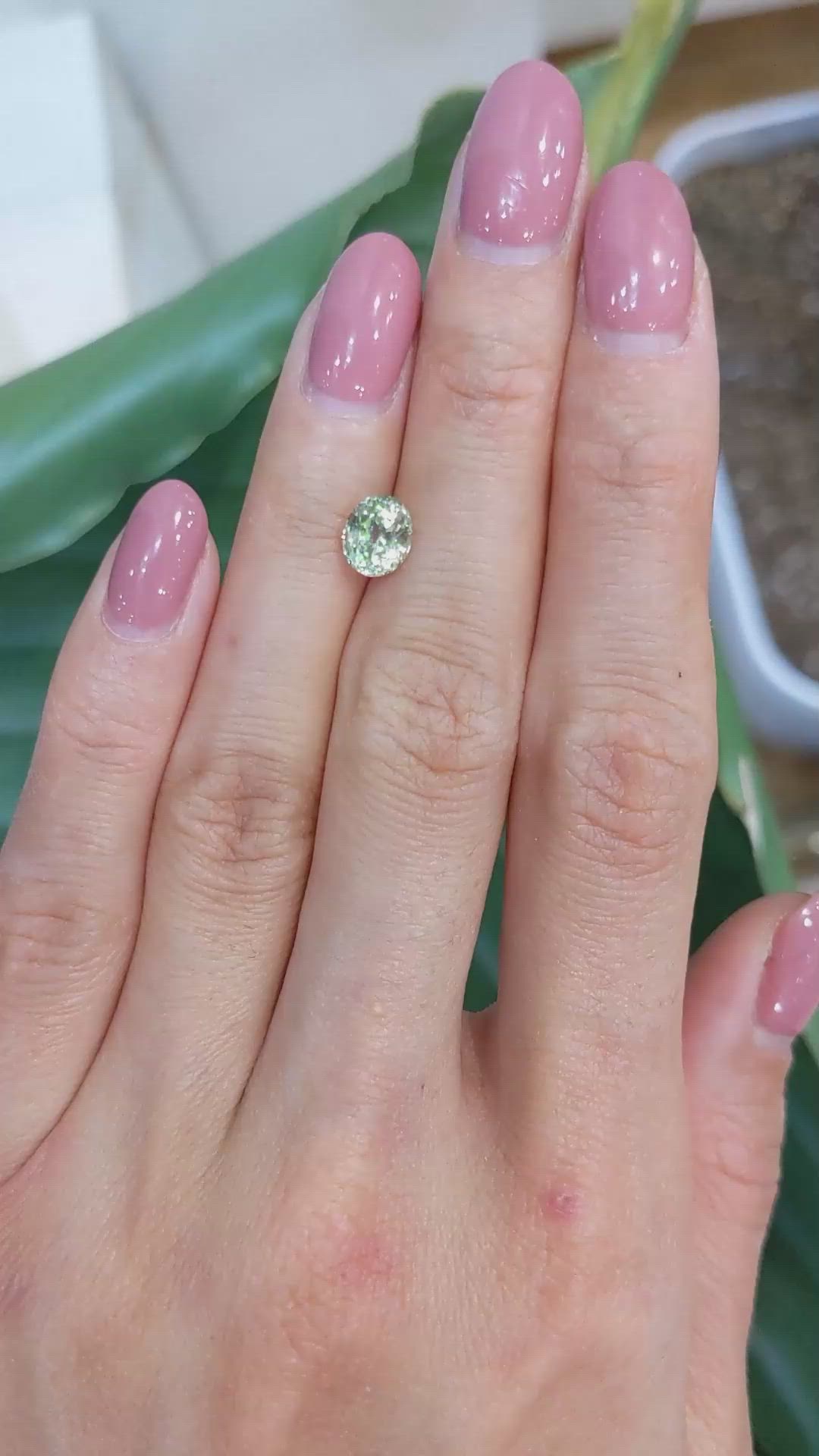 1.44 Ct. Yellowish Green Sapphire from Montana Size Video