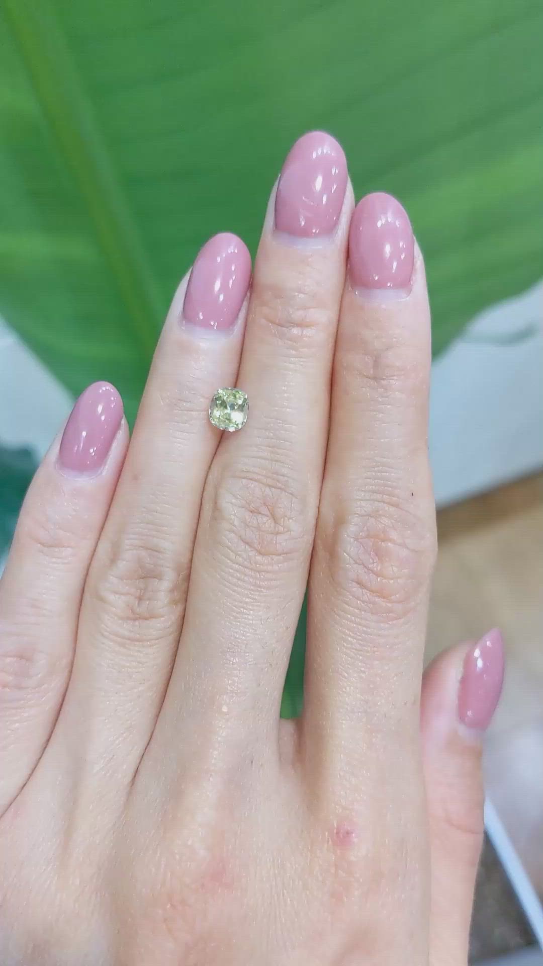 1.08 Ct. Yellowish Green Sapphire from Montana Size Video