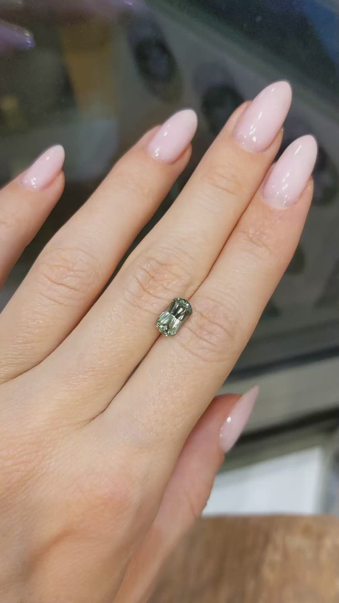 1.87 Ct. Green Sapphire from Montana Size Video