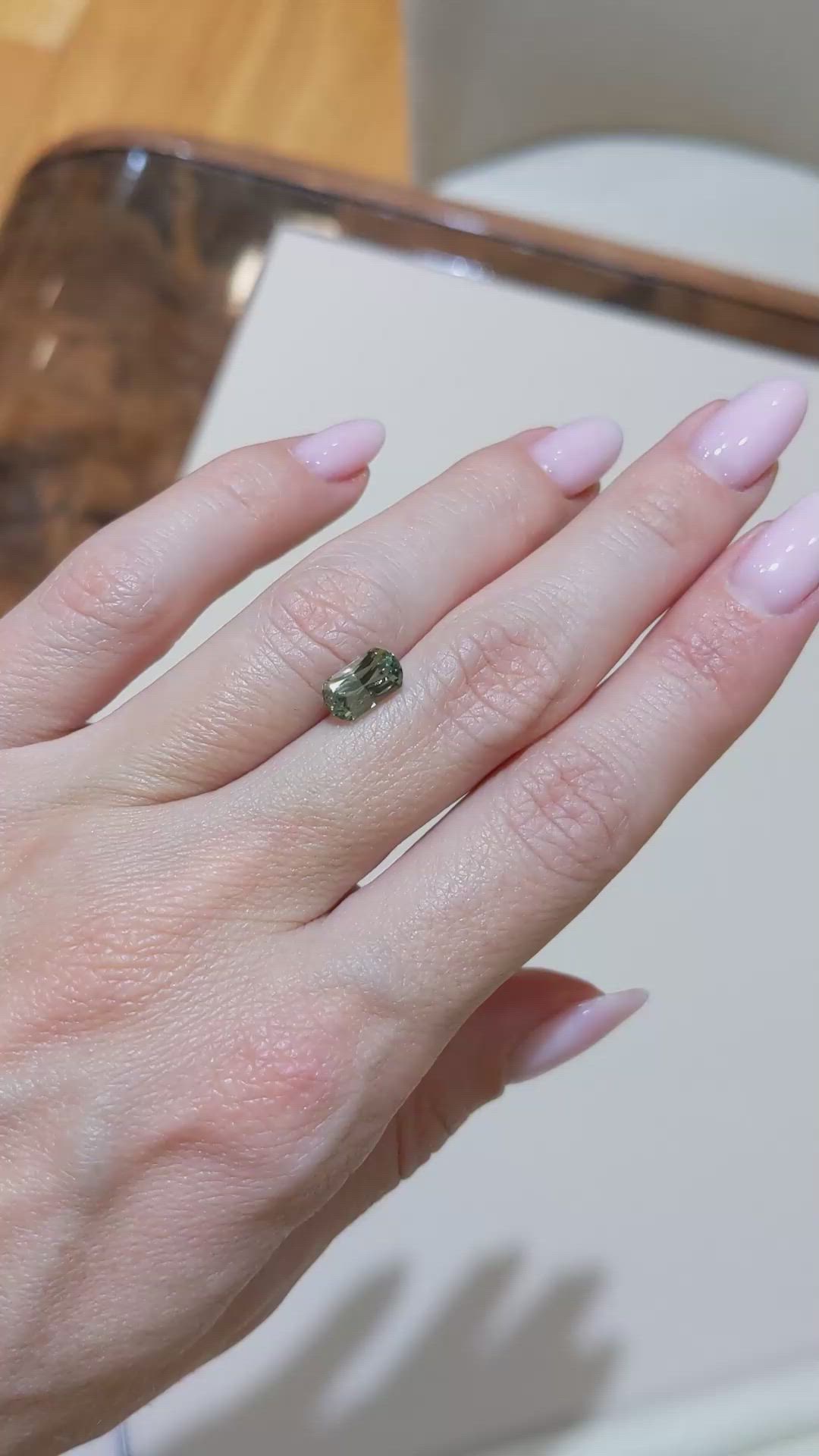 1.87 Ct. Green Sapphire from Montana Size Video
