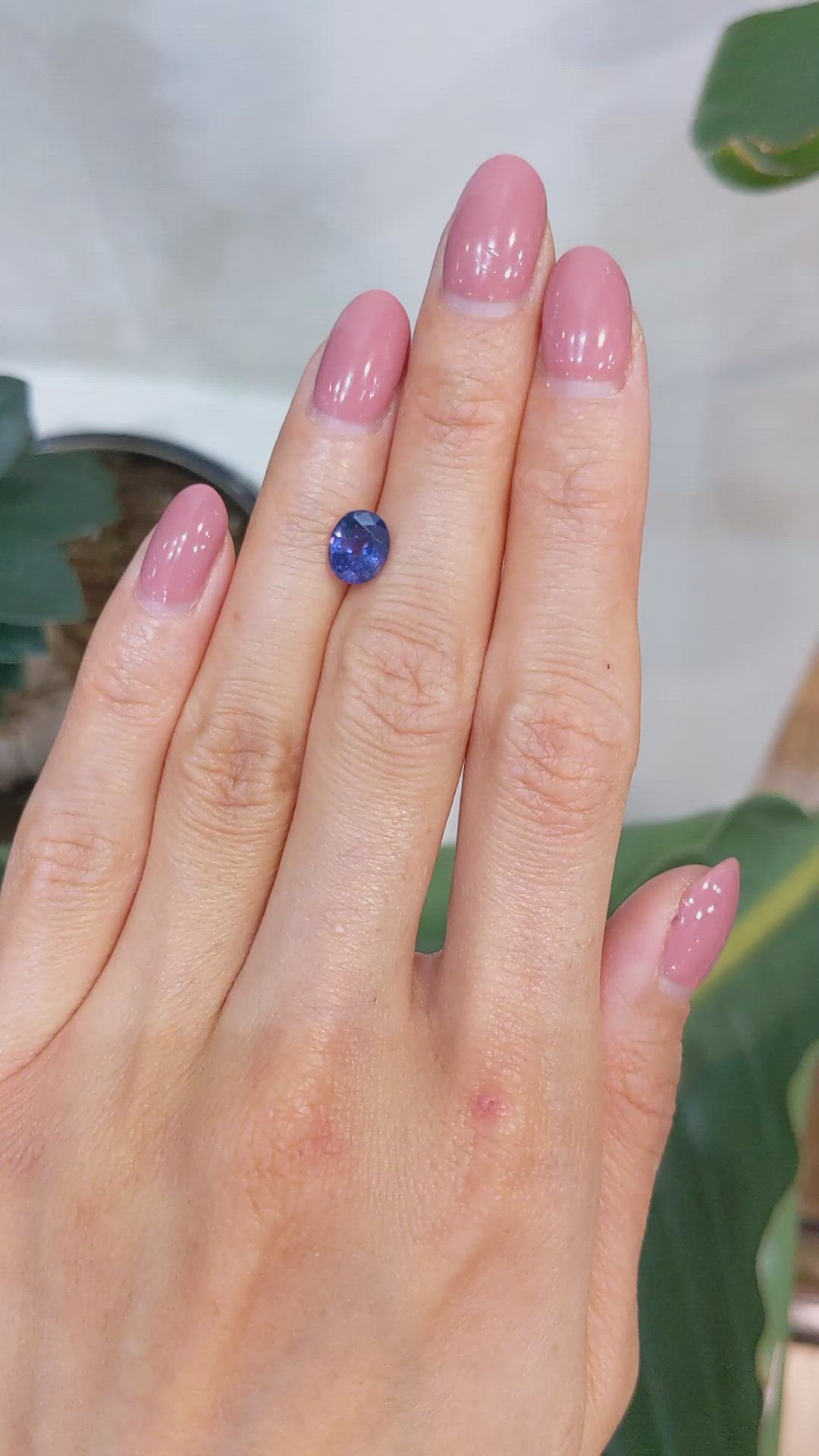 1.56 Ct. Purplish Blue Sapphire from Ceylon (Sri Lanka) Size Video