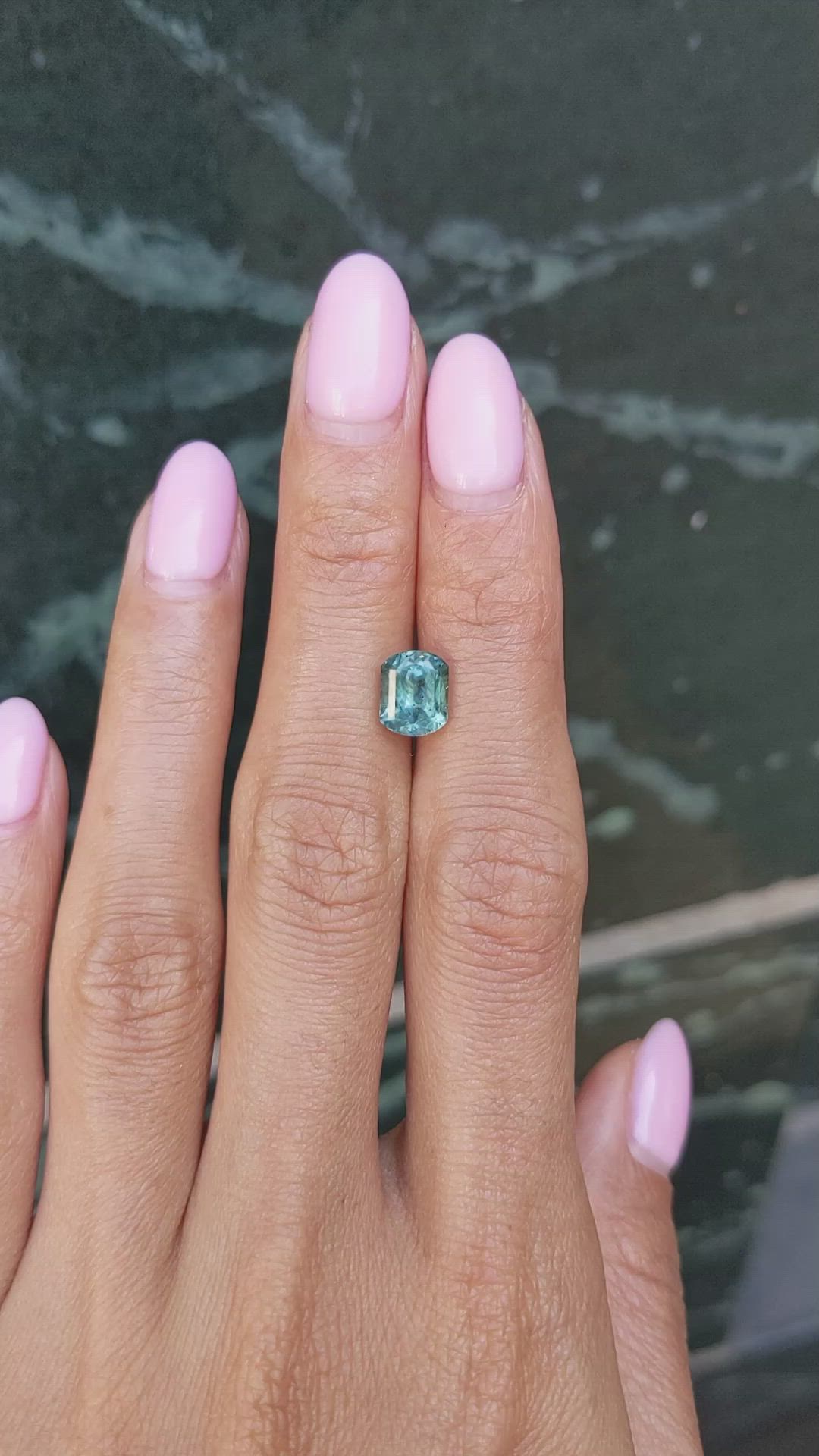 2.44 Ct. Bluish Green Sapphire from Montana Size Video