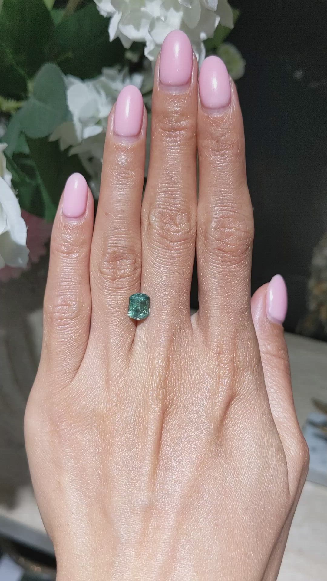 2.44 Ct. Bluish Green Sapphire from Montana Size Video