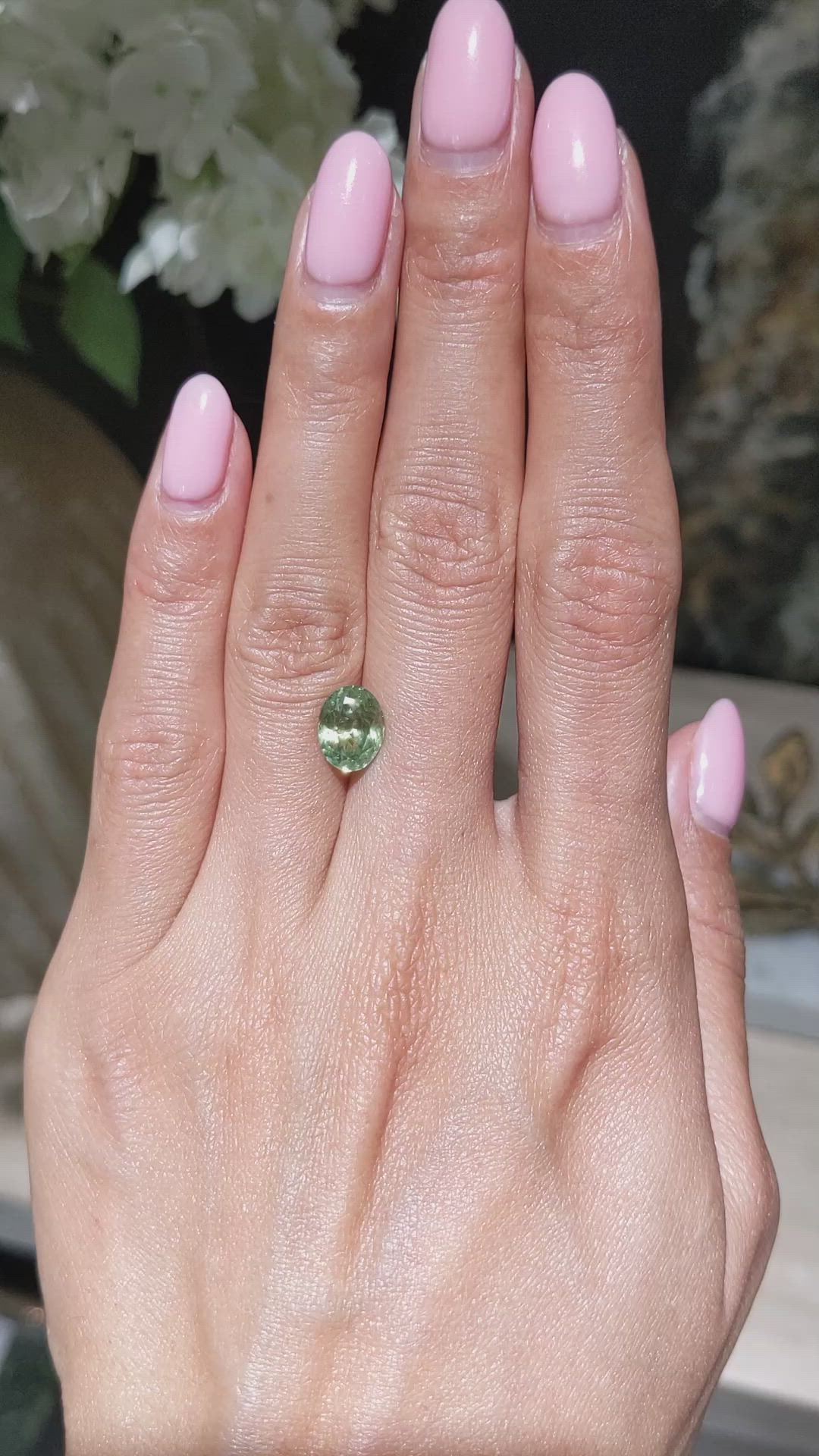 2.84 Ct. Yellowish Green Sapphire from Montana Size Video
