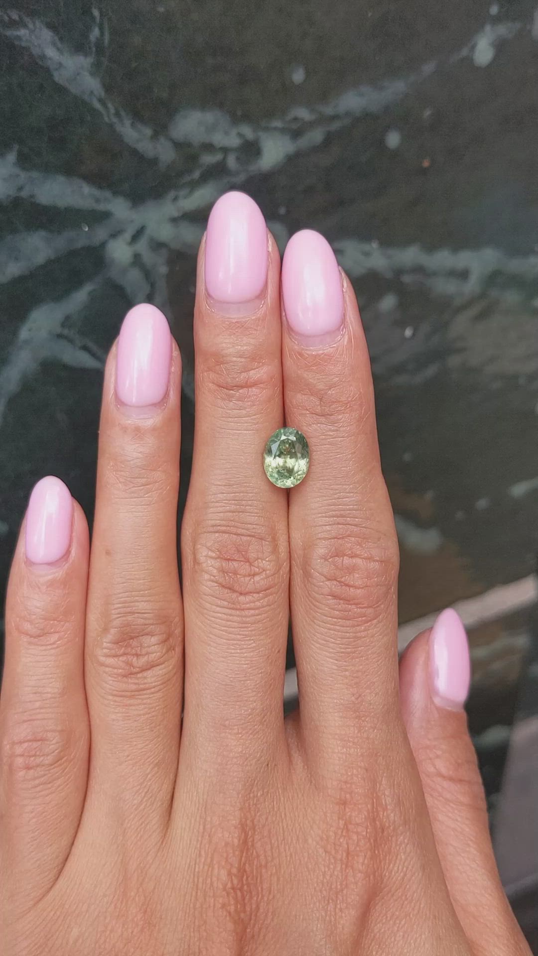 2.84 Ct. Yellowish Green Sapphire from Montana Size Video