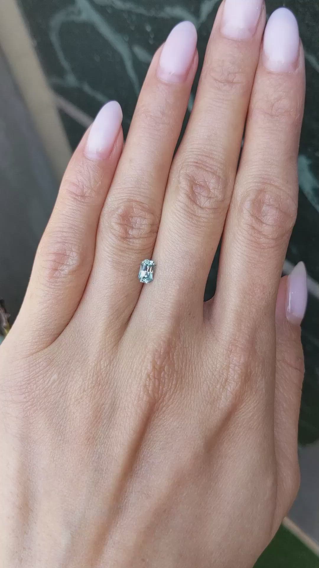 0.76 Ct. Bluish Green Sapphire from Montana Size Video