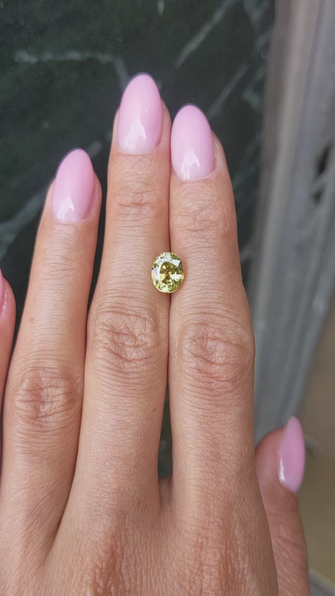 2.03 Ct. Yellowish Green Sapphire from Ceylon (Sri Lanka) Size Video