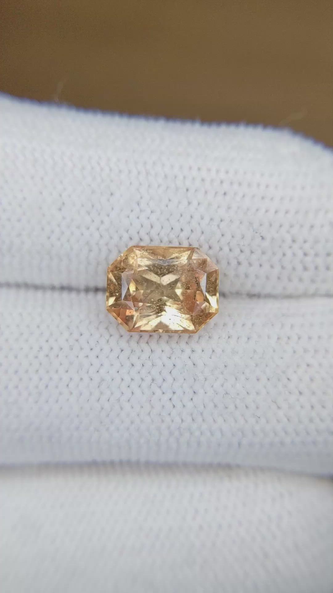 3.54 Ct. Peach Sapphire from Ceylon (Sri Lanka) Size Video