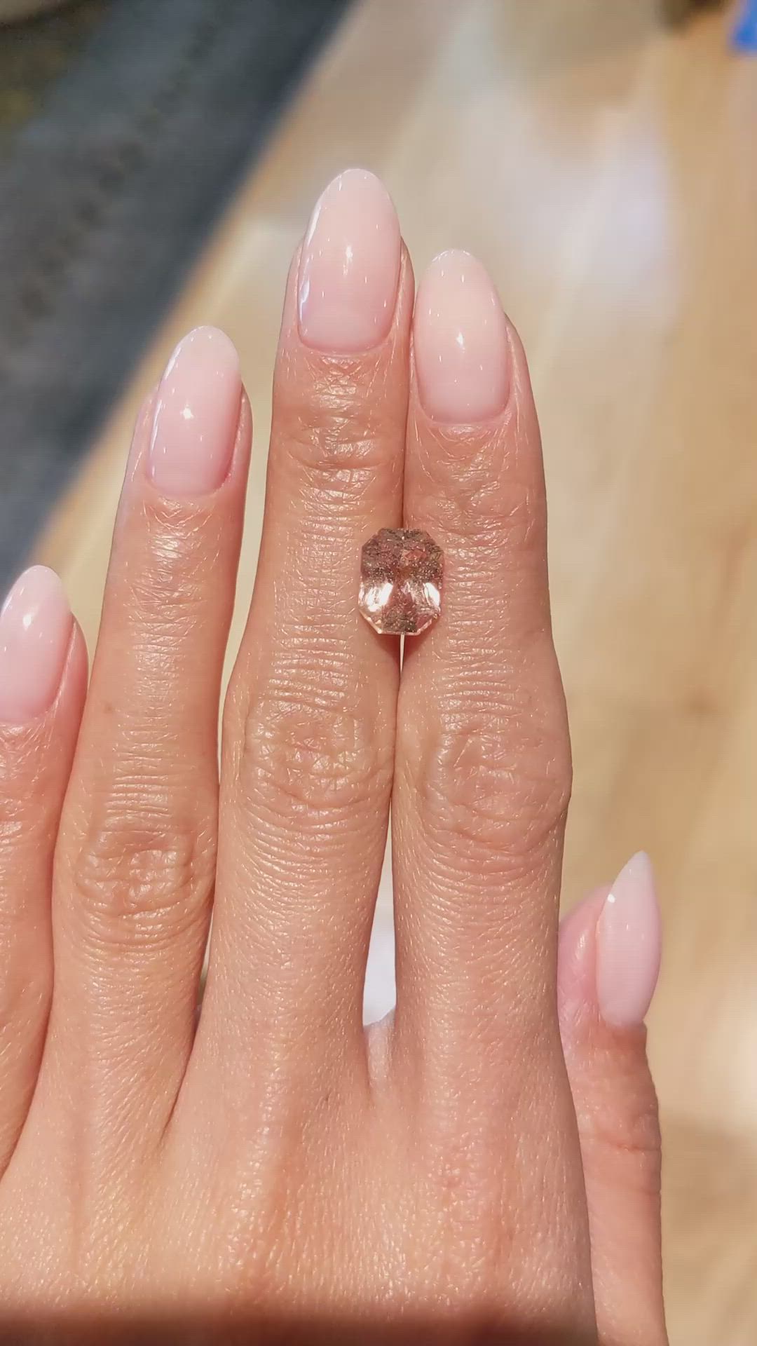 3.54 Ct. Peach Sapphire from Ceylon (Sri Lanka) Size Video