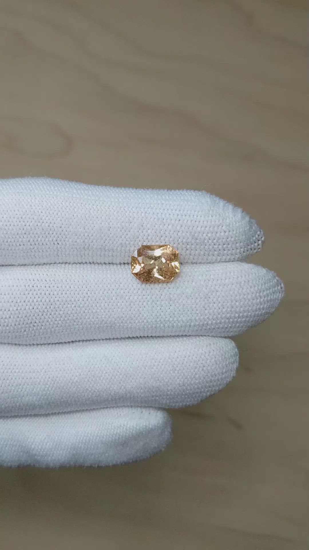 3.54 Ct. Peach Sapphire from Ceylon (Sri Lanka) Size Video