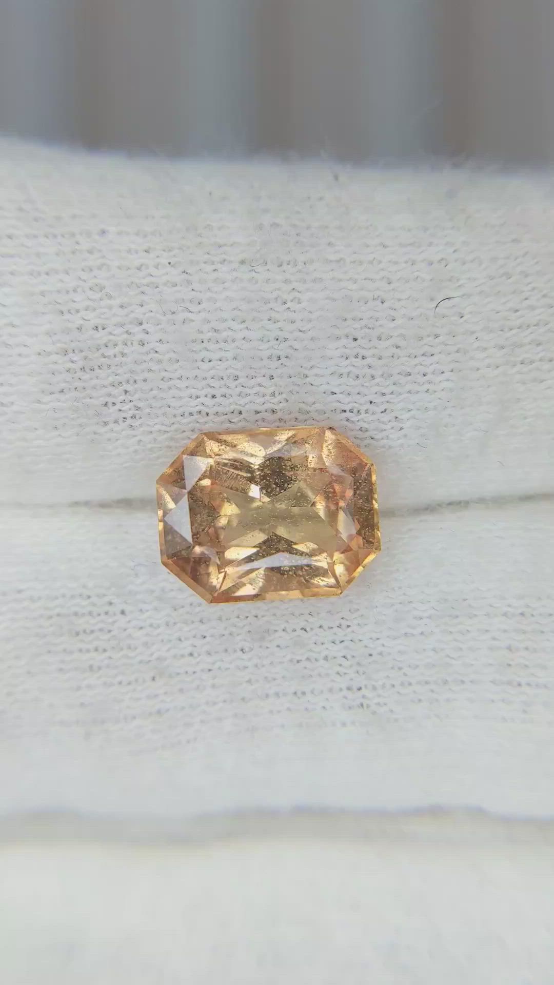 3.54 Ct. Peach Sapphire from Ceylon (Sri Lanka) Size Video