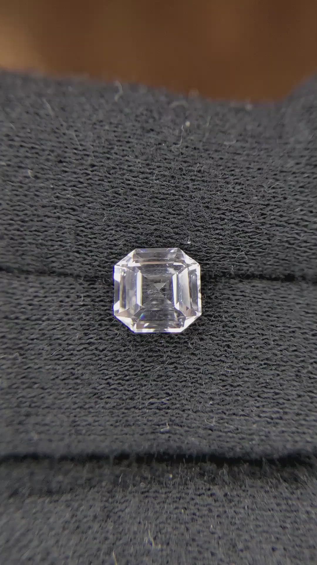 2.07 Ct. White Sapphire from Ceylon (Sri Lanka) Size Video