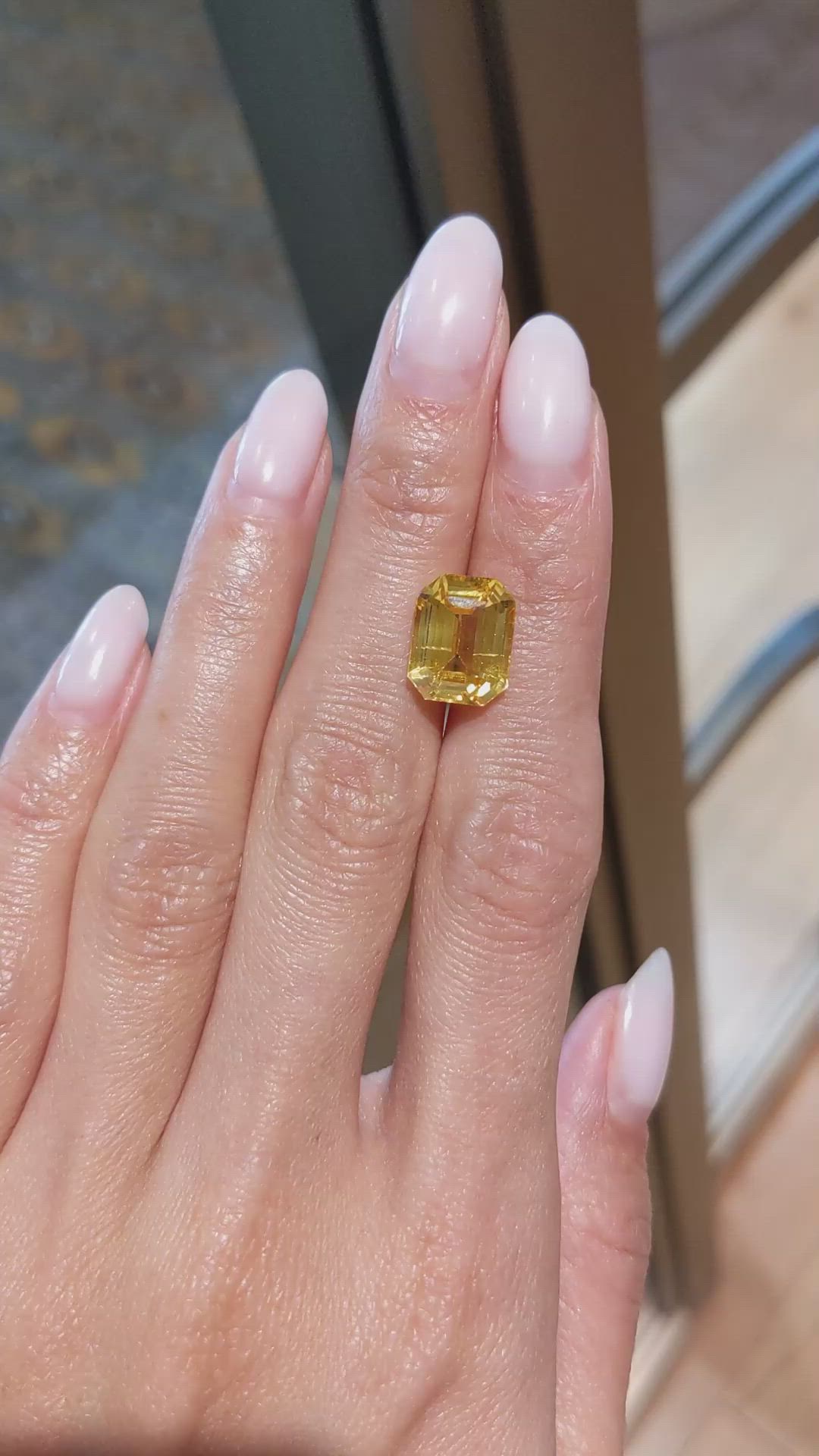 7.62 Ct. Orangish Yellow Sapphire from Ceylon (Sri Lanka) Size Video