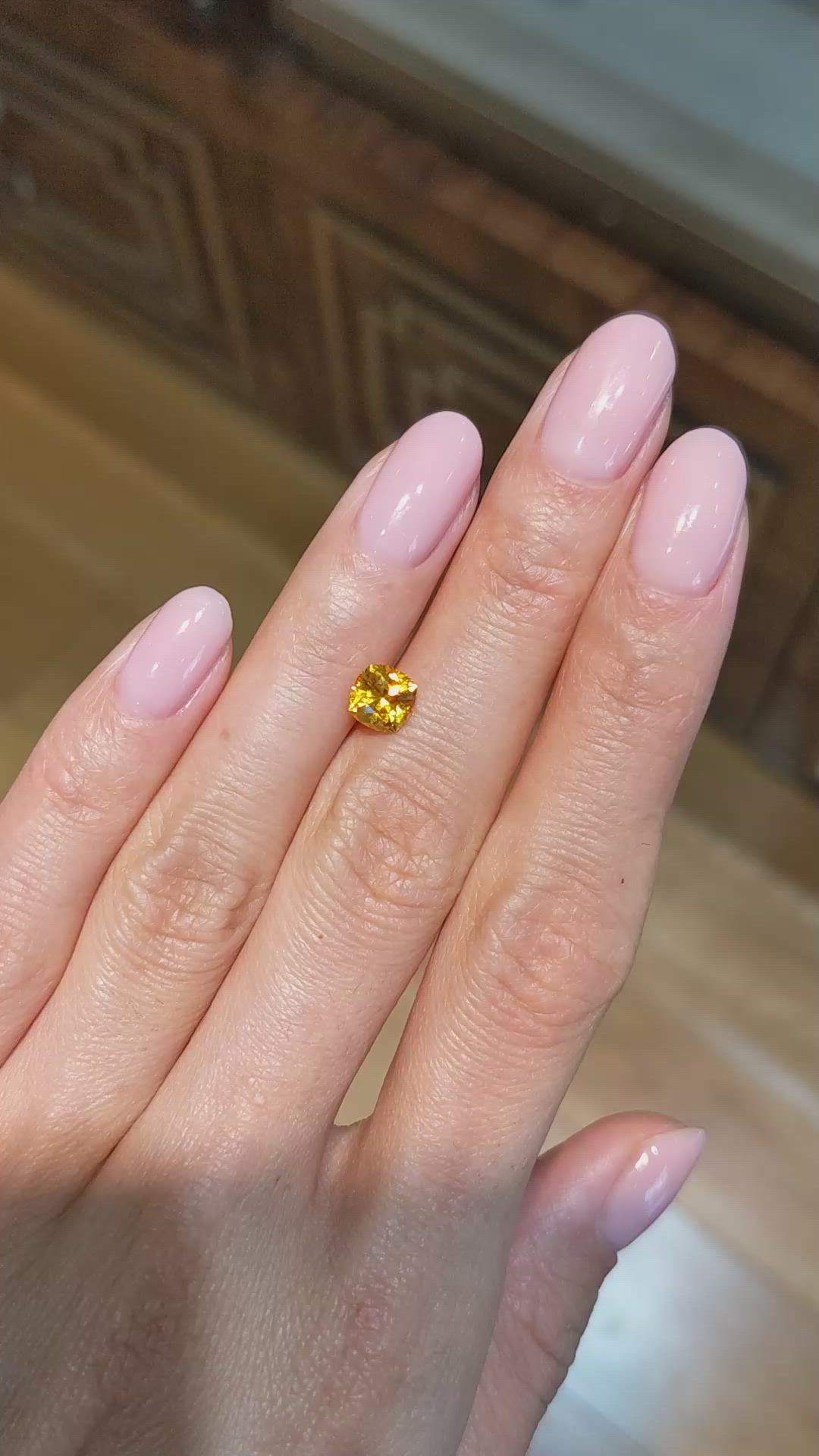 1.13 Ct. Orangish Yellow Sapphire from Ceylon (Sri Lanka) Size Video