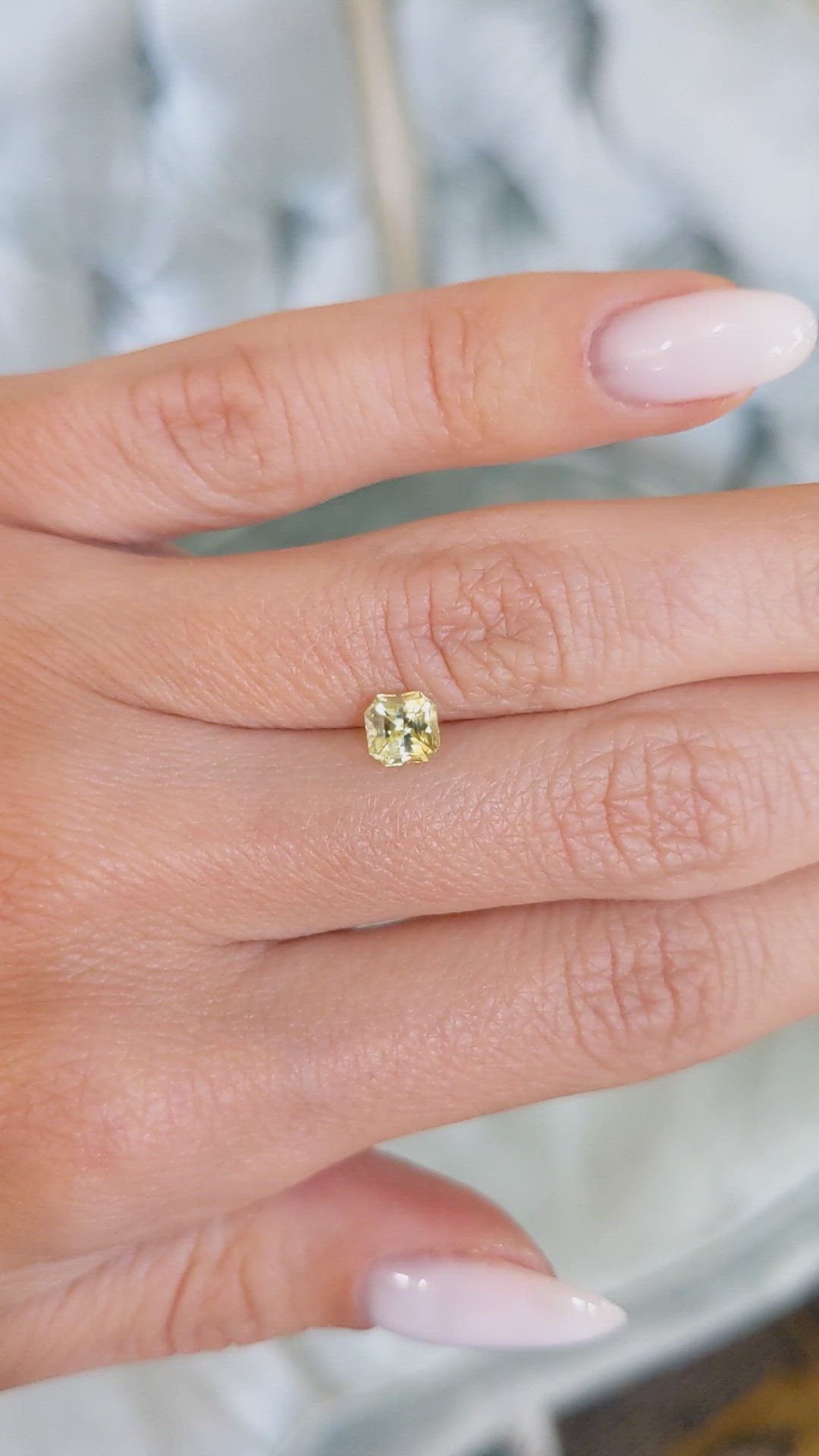 0.84 Ct. Greenish Yellow Sapphire from Ceylon (Sri Lanka) Size Video