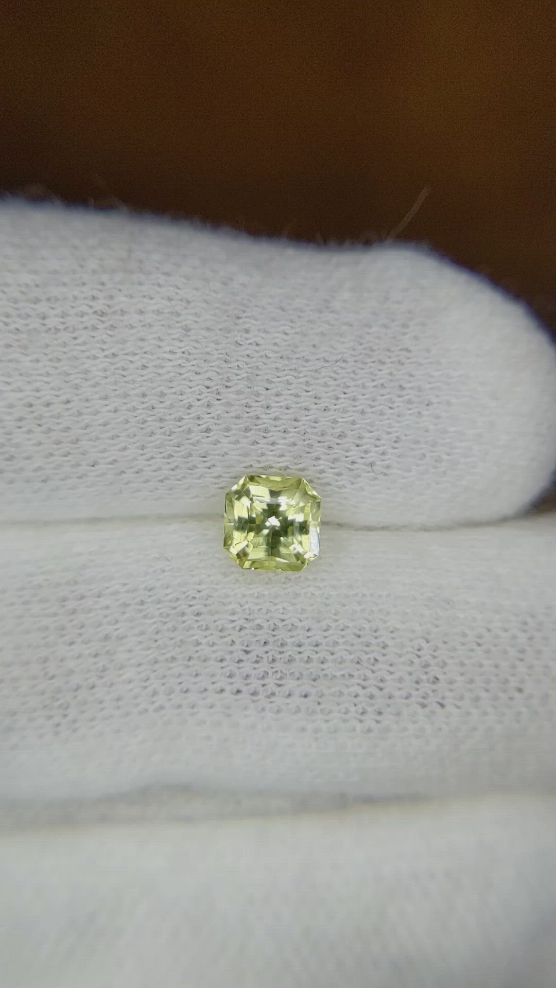 0.84 Ct. Greenish Yellow Sapphire from Ceylon (Sri Lanka) Size Video